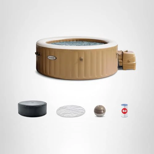 INTEX 28425EH PureSpa Bubble Massage Spa Set Outdoor Inflatable Portable Hot Tub, Includes Energy Efficient Spa Cover, Saltwater System Ready, 4 Person, 77in x 28in - Image 2