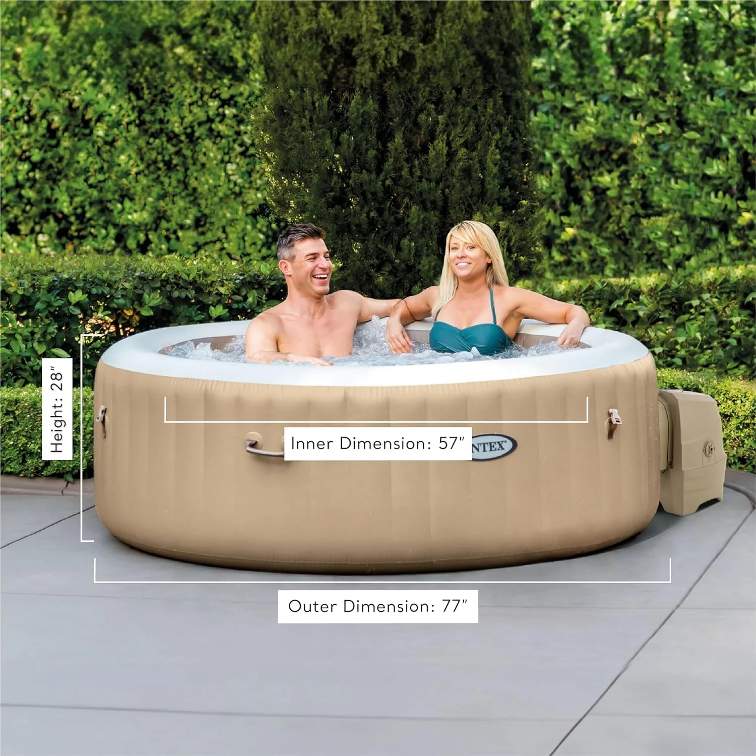 INTEX 28425EH PureSpa Bubble Massage Spa Set Outdoor Inflatable Portable Hot Tub, Includes Energy Efficient Spa Cover, Saltwater System Ready, 4 Person, 77in x 28in - Image 6