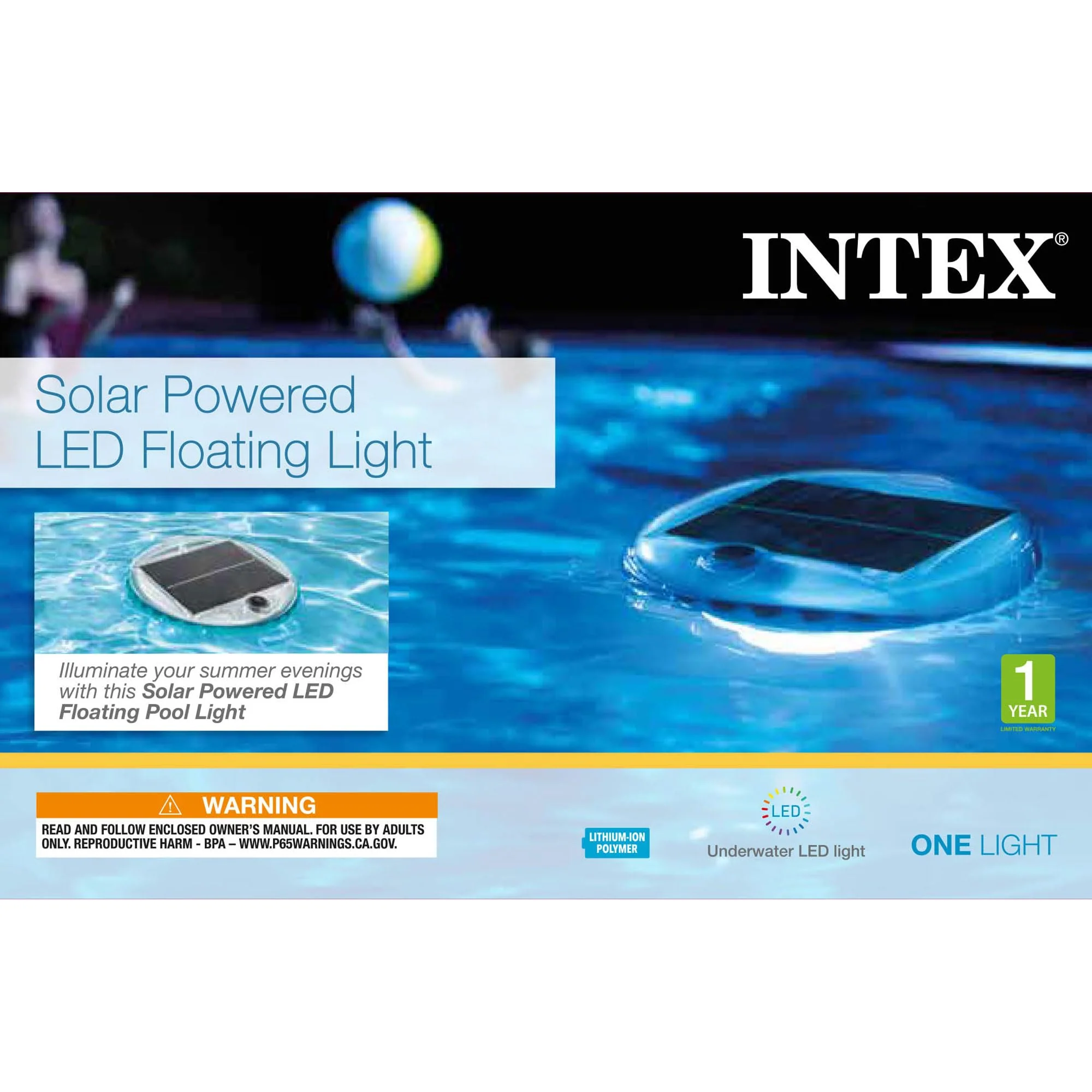 Intex 28690E Solar Powered LED Floating Light with Auto On and Auto Off, Color Changing and Static White Mode Swimming Pool Party Lights - Image 2