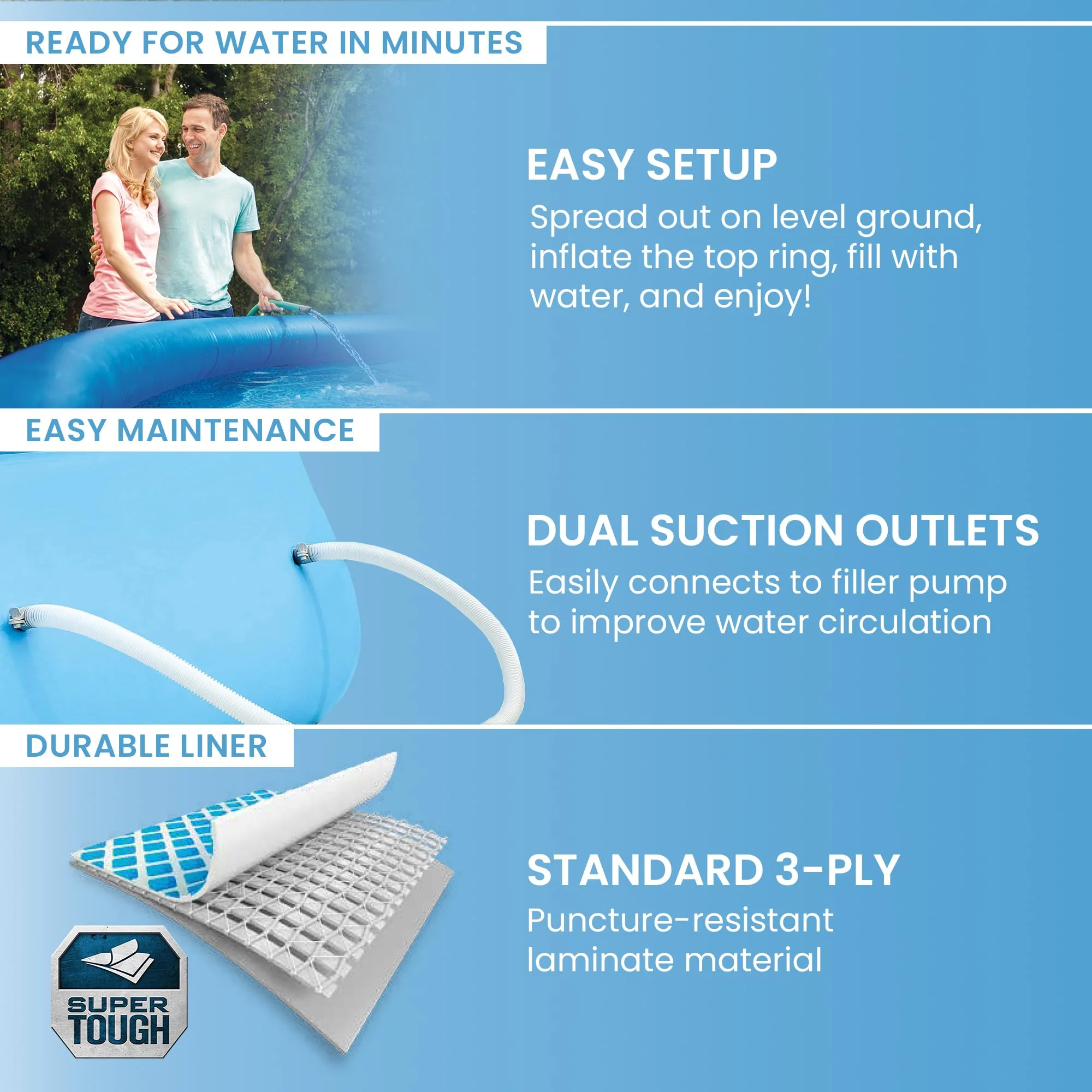 Intex Easy Set 15 ft x 42in Above Ground Pool Set, Round Inflatable Swimming Pool with 1000 GPH Cartridge Filter Pump, Ladder, Cover, & Ground Cloth - Image 10