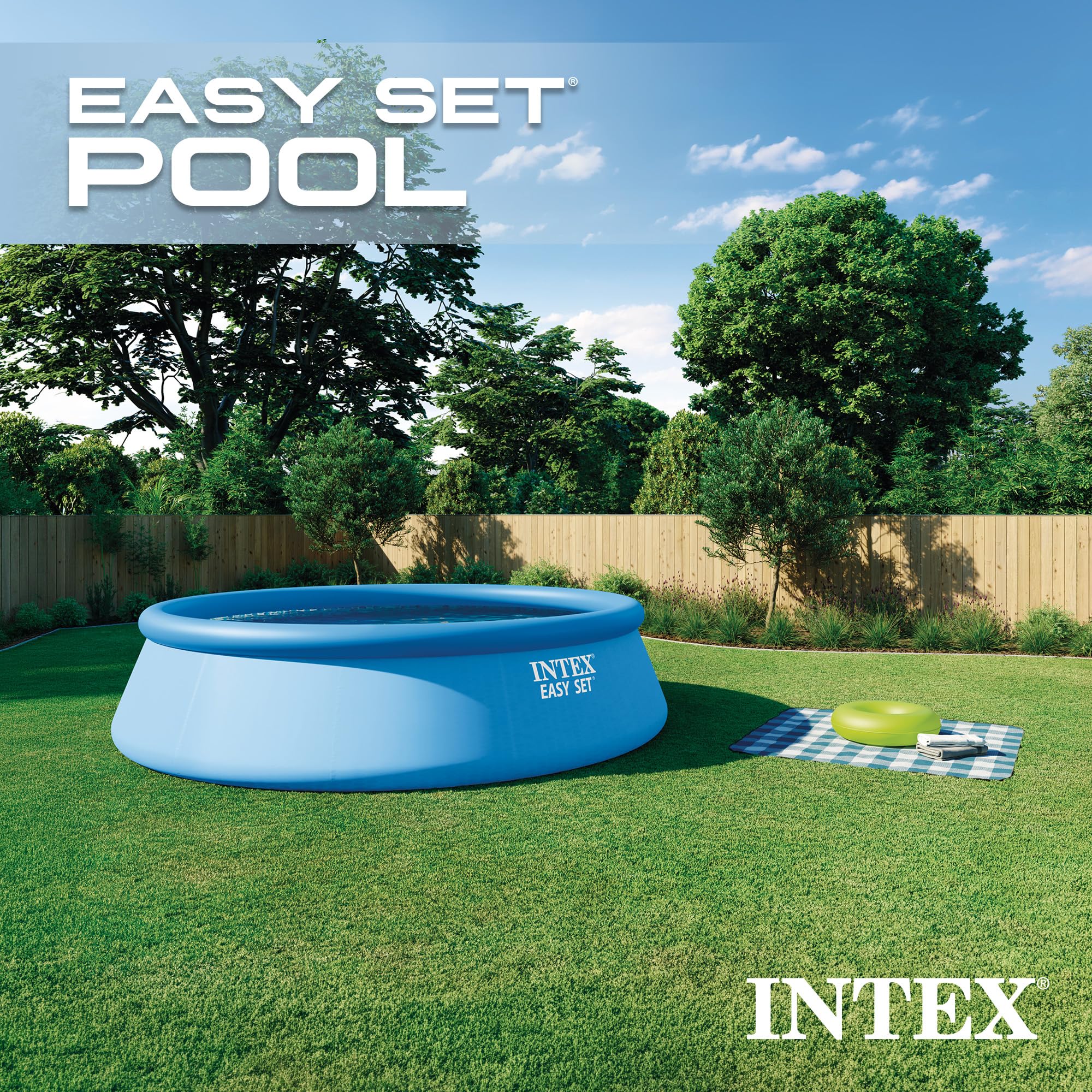 Intex Easy Set 15 ft x 42in Above Ground Pool Set, Round Inflatable Swimming Pool with 1000 GPH Cartridge Filter Pump, Ladder, Cover, & Ground Cloth - Image 11