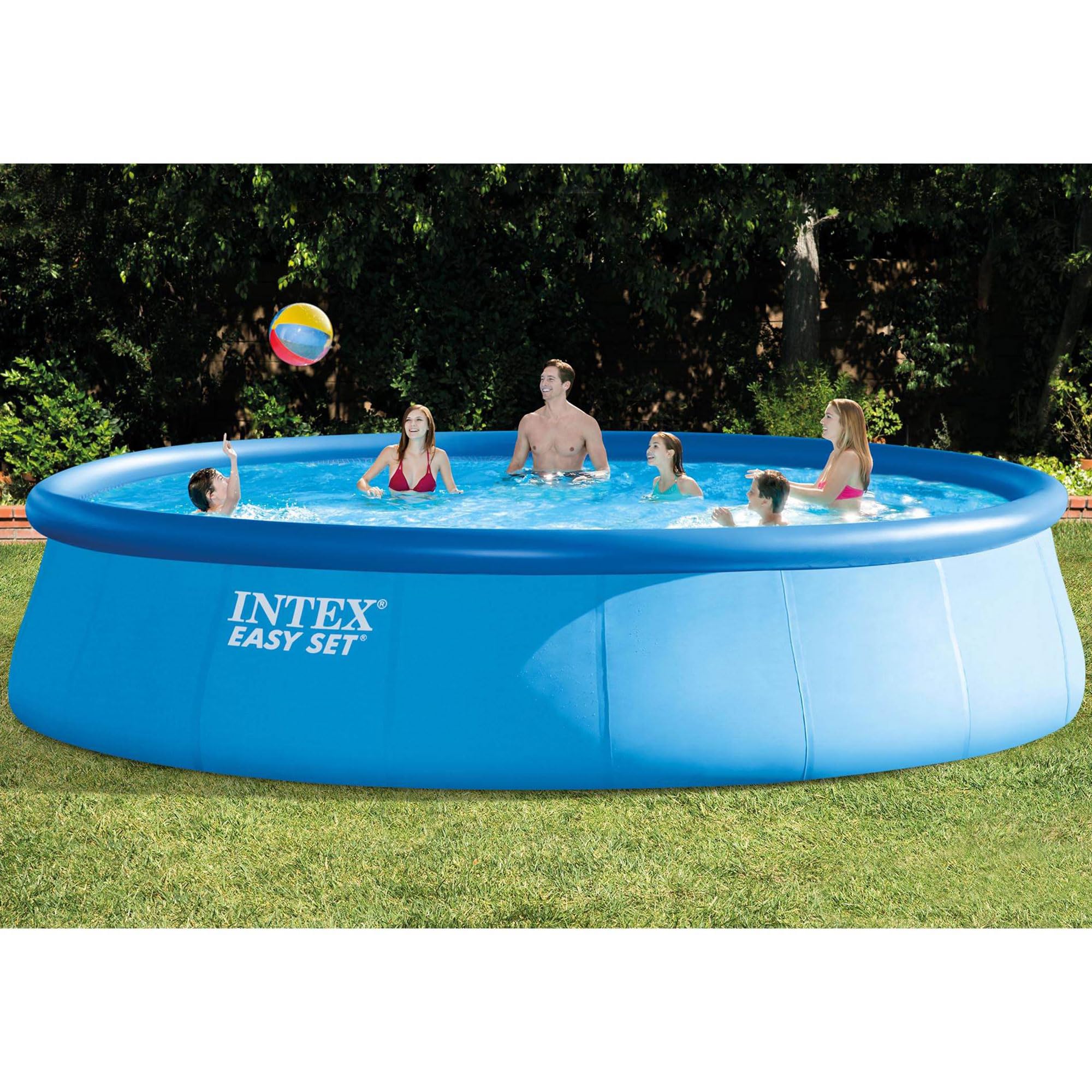 INTEX Easy Set 18 ft x 48in Above Ground Pool Set, Round Inflatable Swimming Pool with 1500 GPH Cartridge Filter Pump, Ladder, Cover, & Ground Cloth - Image 2