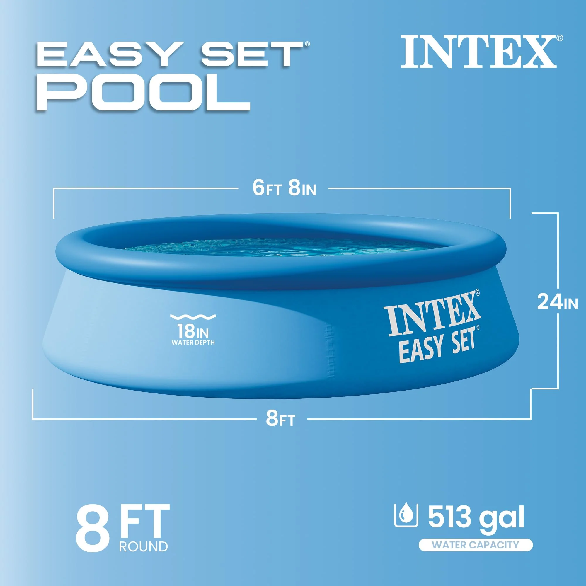 INTEX Easy Set 8 ft x 24in Above Ground Pool, Round Inflatable Swimming Pool, Pump Not Included - Image 6