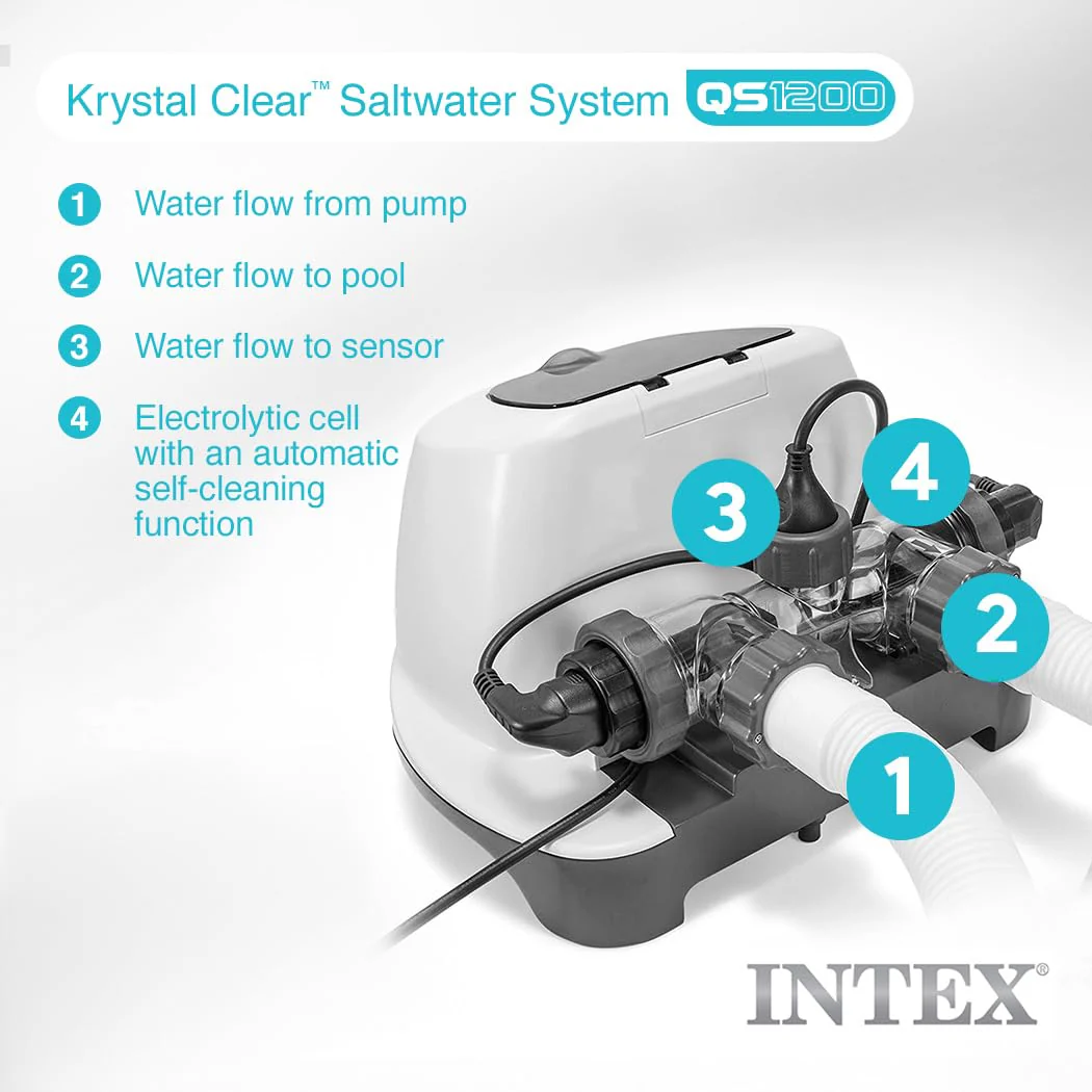Intex Krystal Clear Saltwater Pool Chlorine System for Above Ground Pools up to 15,000 Gallons, Pool Cleaner with Automatic Timer and Self Cleaning - Image 6
