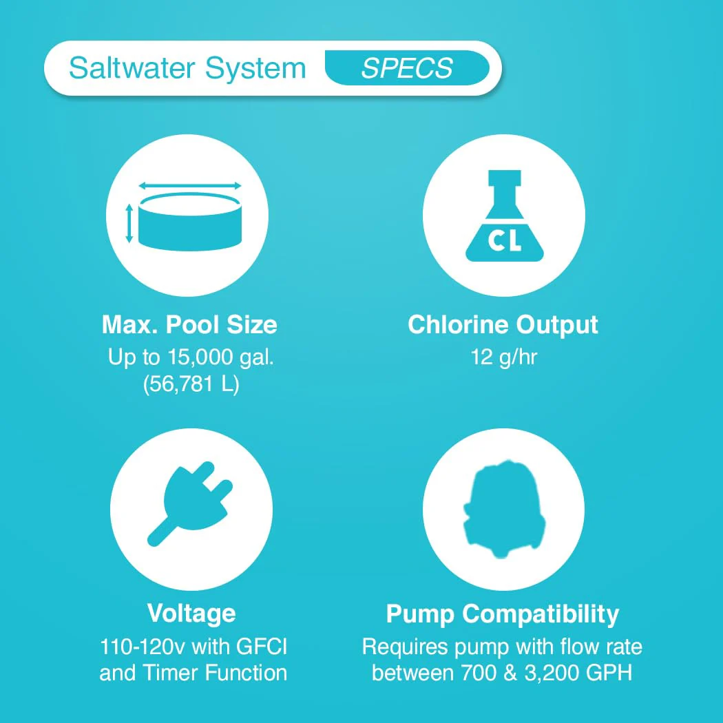 Intex Krystal Clear Saltwater Pool Chlorine System for Above Ground Pools up to 15,000 Gallons, Pool Cleaner with Automatic Timer and Self Cleaning - Image 9