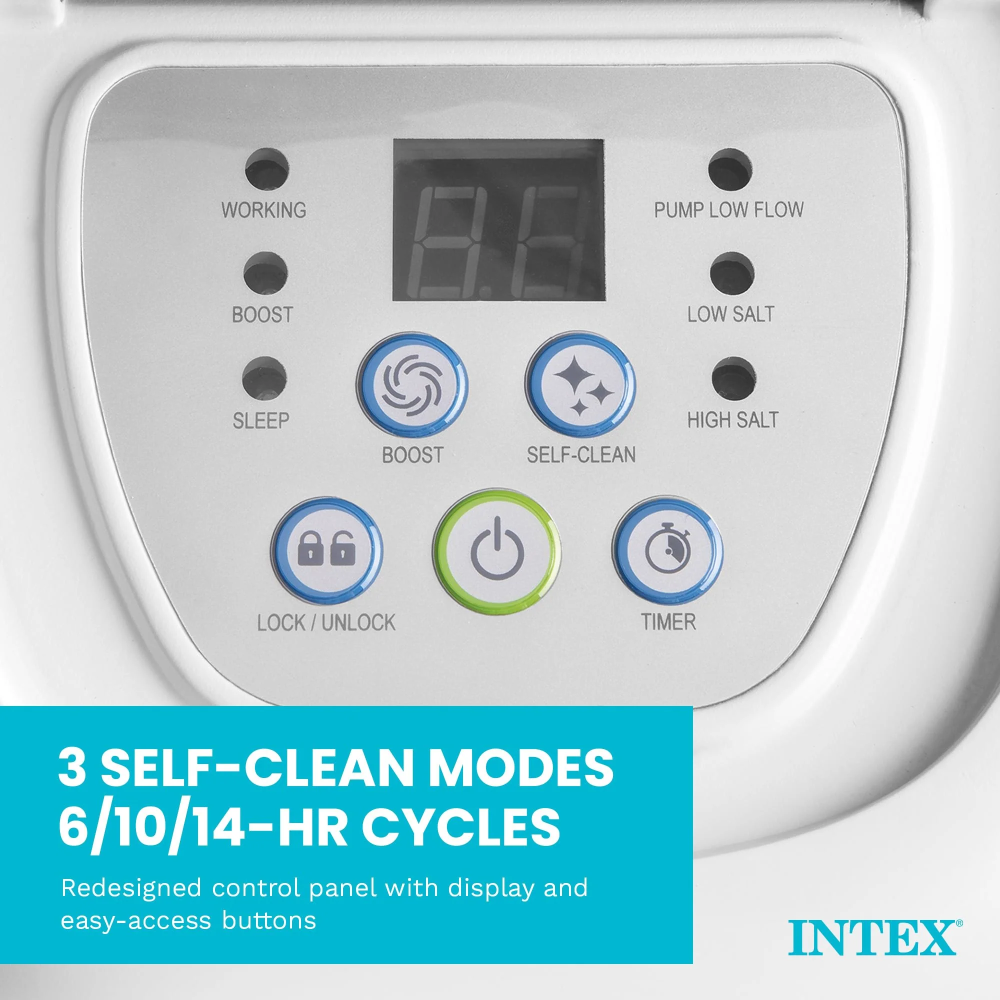 Intex Krystal Clear Saltwater Pool Chlorine System for Above Ground Pools up to 4,500 Gallons, Pool Cleaner with Automatic Timer and Self Cleaning - Image 4