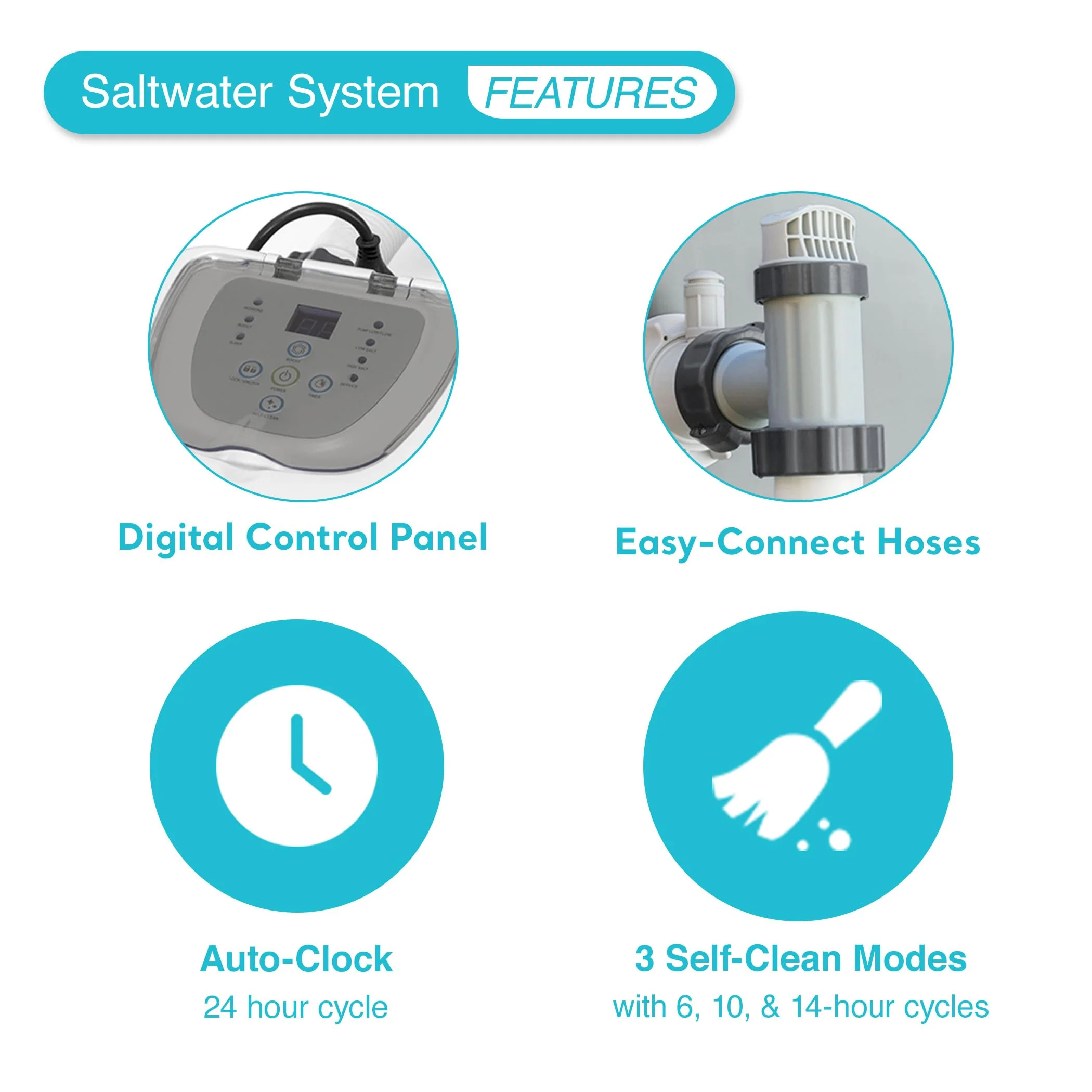 INTEX Krystal Clear Saltwater Pool Chlorine System for Above Ground Pools up to 7,000 Gallons, Pool Cleaner with Automatic Timer and Self Cleaning - Image 5