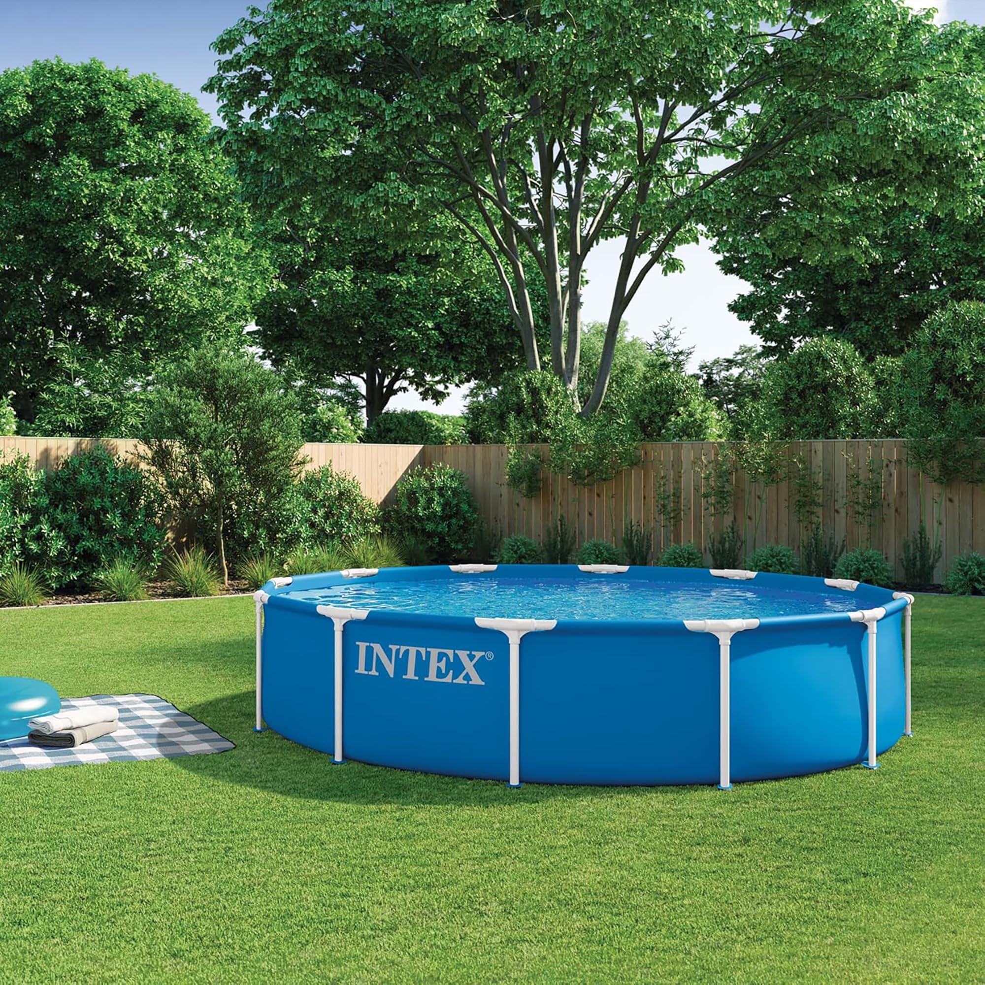 INTEX Metal Frame 12 ft x 30 in Above Ground Pool Set, Round Swimming Pool with Steel Frame - Image 3