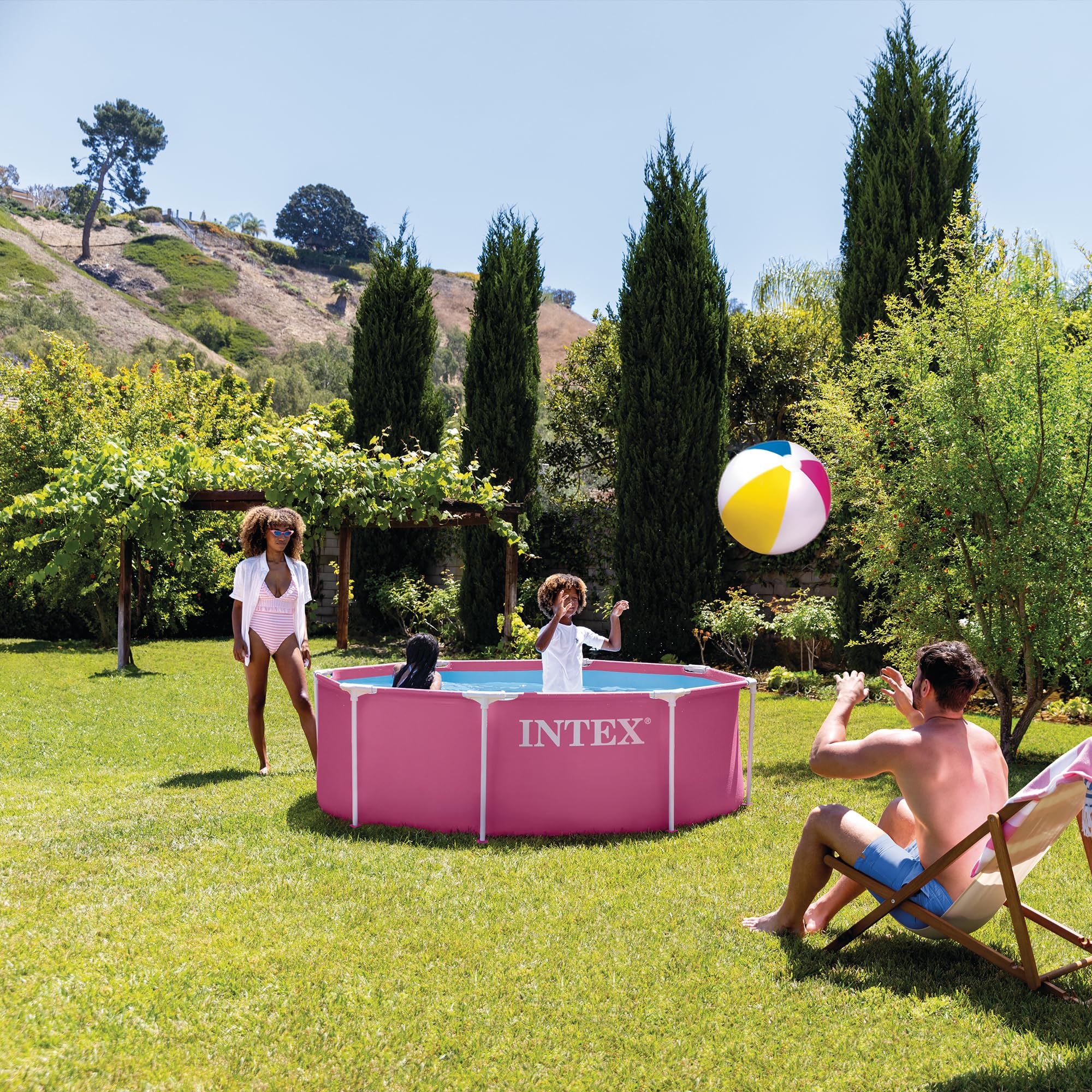 INTEX Metal Frame 8 ft x 30 in Above Ground Pool Set, Round Swimming Pool with Steel Frame - Image 4
