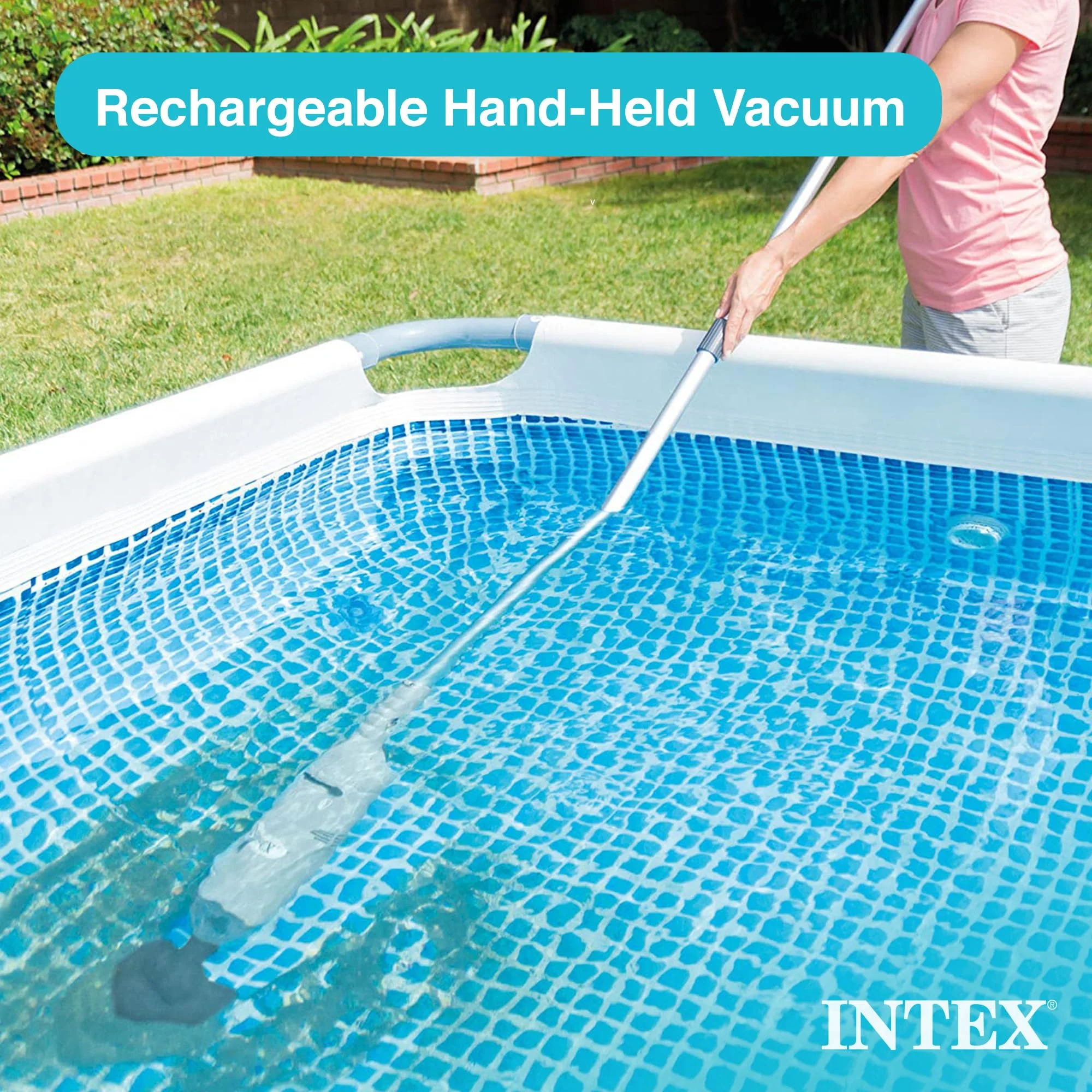 Intex Rechargeable Handheld Pool Vacuum Cleaner with 94” Telescoping Pole, 2 Brush Heads, & Shaft Adapter for PureSpas & Pools - Image 10