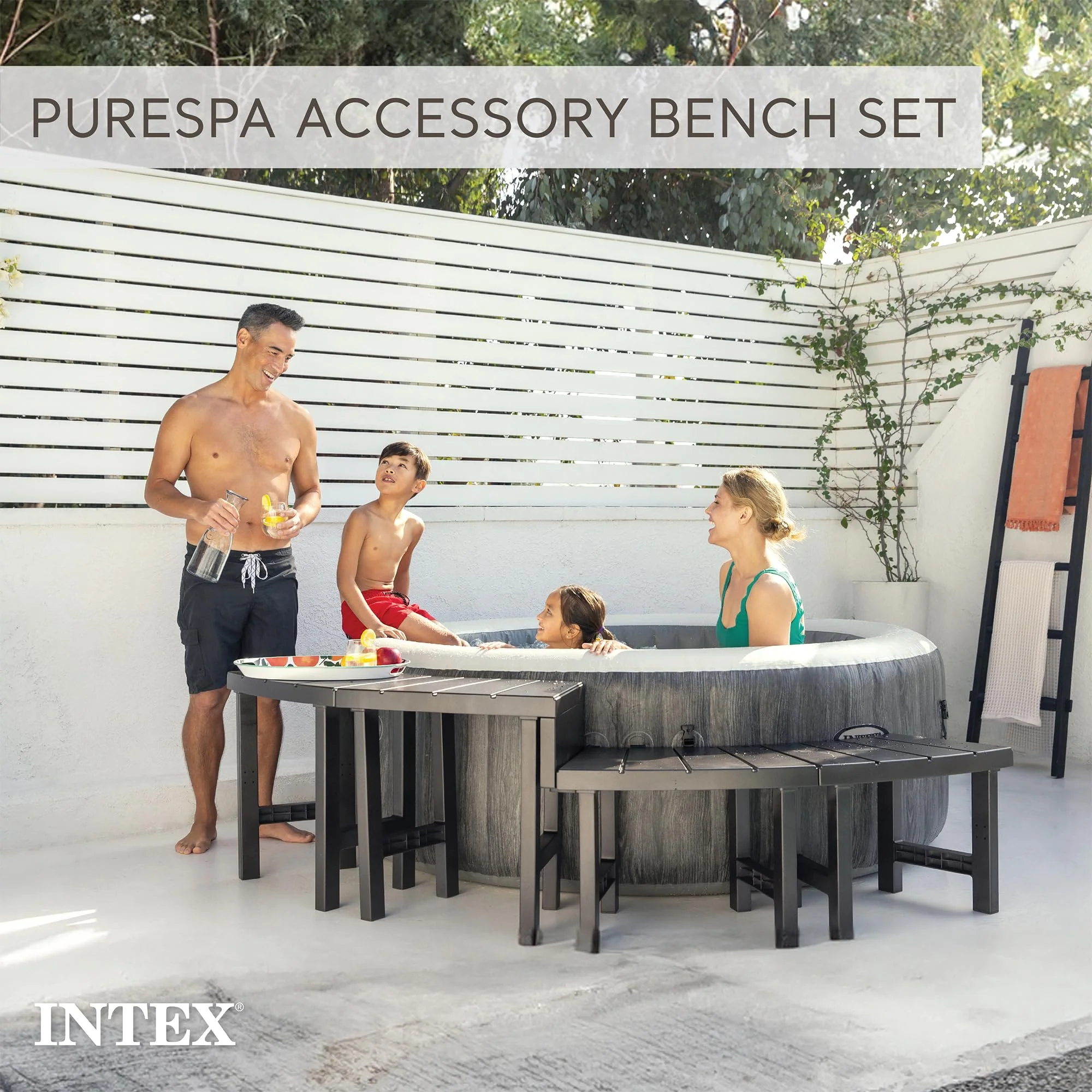 Intex Set of 4 PureSpa Benches, 2 Medium and 2 Tall Bench Accessories Compatible with Inflatable Hot Tub 4 Person Spas (Bench Accessories Only) - Image 3