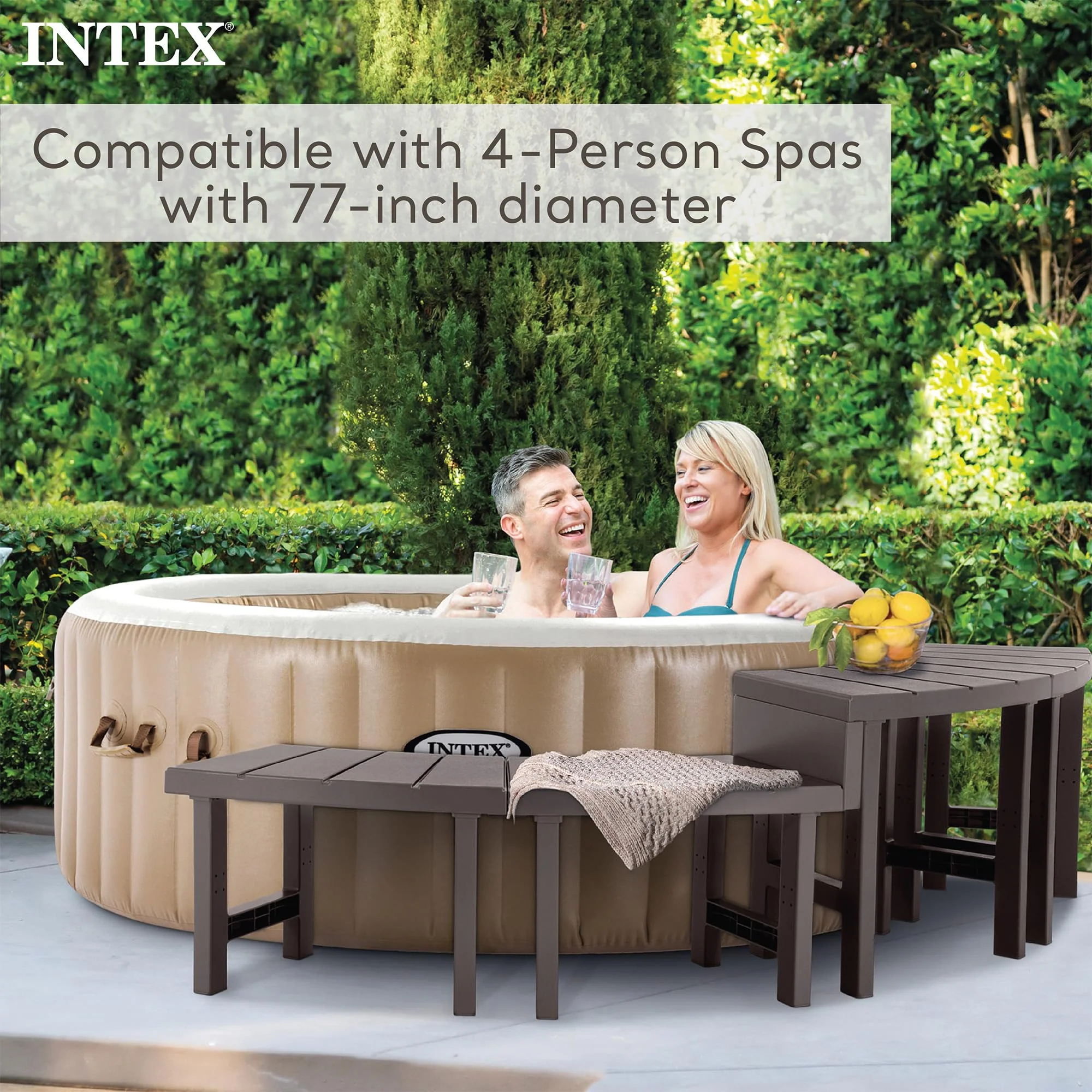 Intex Set of 4 PureSpa Benches, 2 Medium and 2 Tall Bench Accessories Compatible with Inflatable Hot Tub 4 Person Spas (Bench Accessories Only) - Image 7