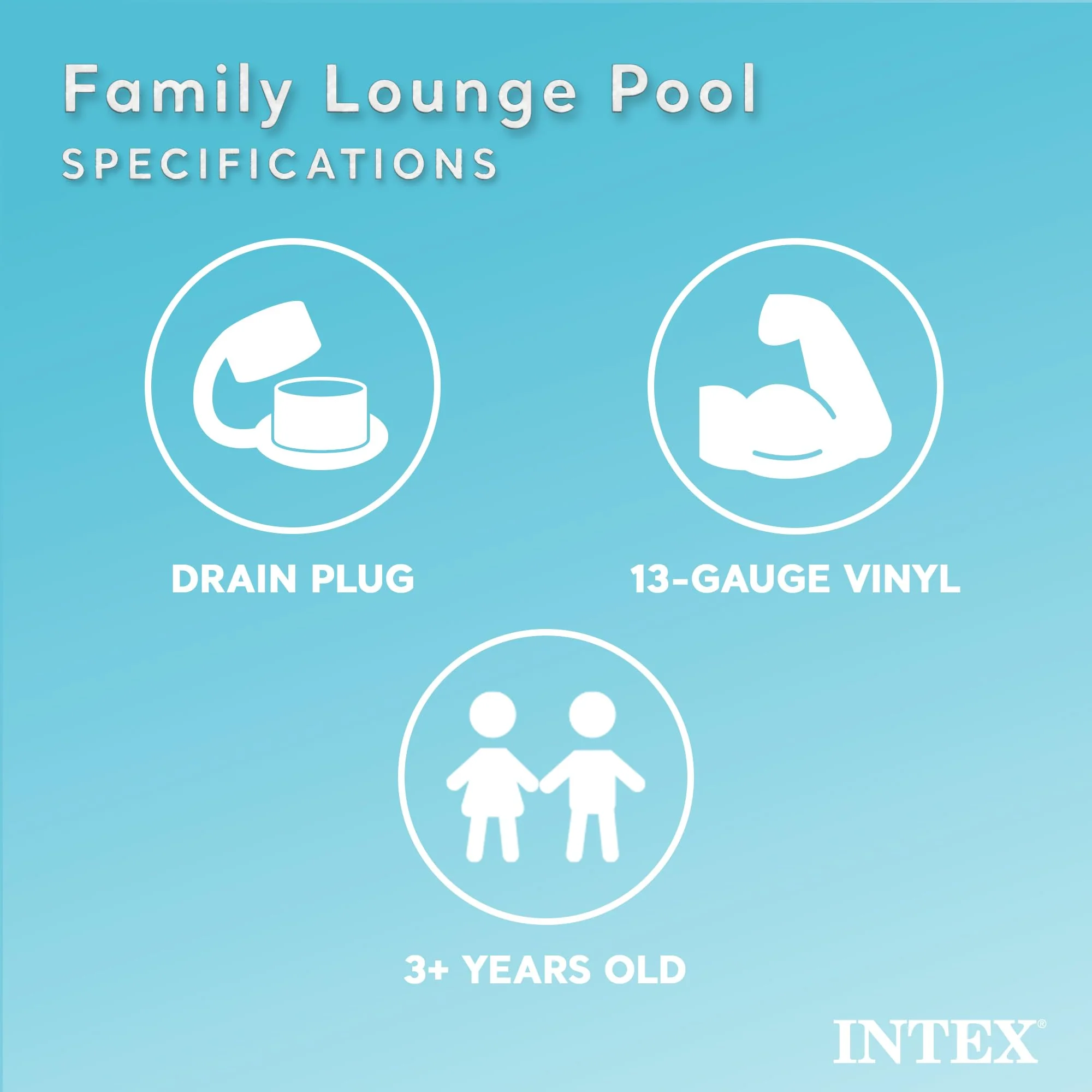 INTEX Swim Center Inflatable Family Lounge Pool: Built-In Bench – Cup Holder – 156 Gallon Capacity – 90" x 86" x 31" – Blue - Image 9