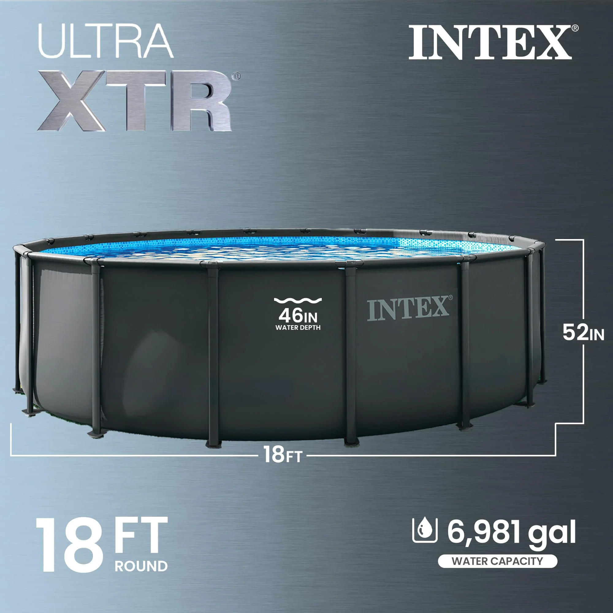 INTEX Ultra XTR 18 ft x 52 in Above Ground Pool Set, Round Swimming Pool with Steel Frame, 2100 GPH Sand Filter Pump, Ladder, Cover, & Ground Cloth - Image 8