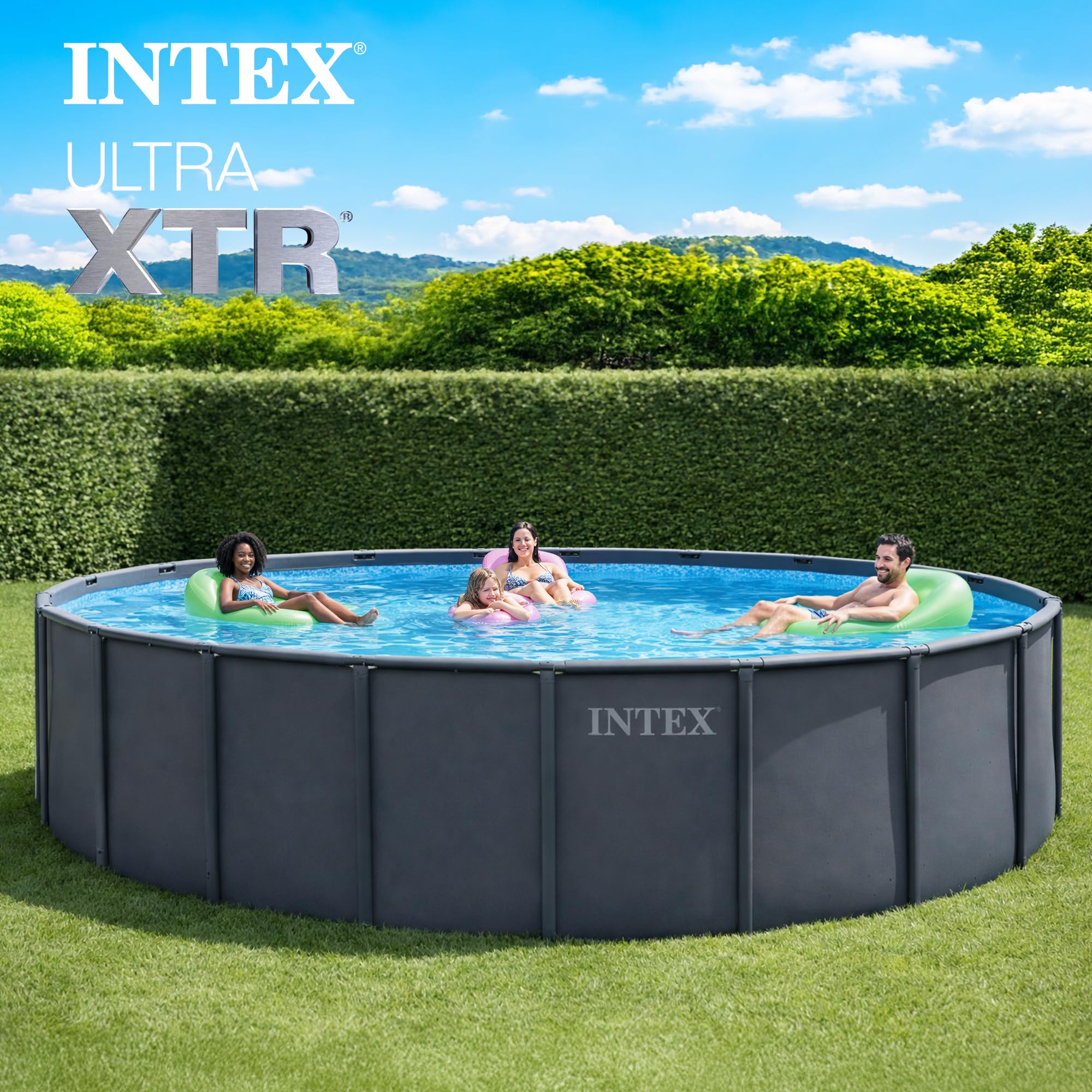 INTEX Ultra XTR 18 ft x 52 in Above Ground Pool Set, Round Swimming Pool with Steel Frame, 2100 GPH Sand Filter Pump, Ladder, Cover, & Ground Cloth - Image 9