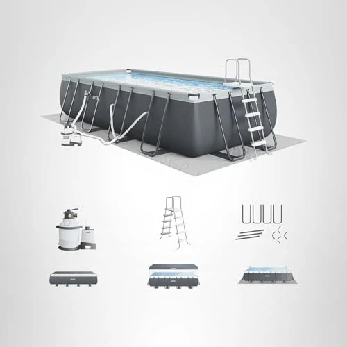 INTEX Ultra XTR 18 ft x 9 ft 52 in Above Ground Pool Set, Rectangular Swimming Pool with Steel Frame, 1500 GPH Sand Filter Pump, Ladder, Cover, & Ground Cloth - Image 2