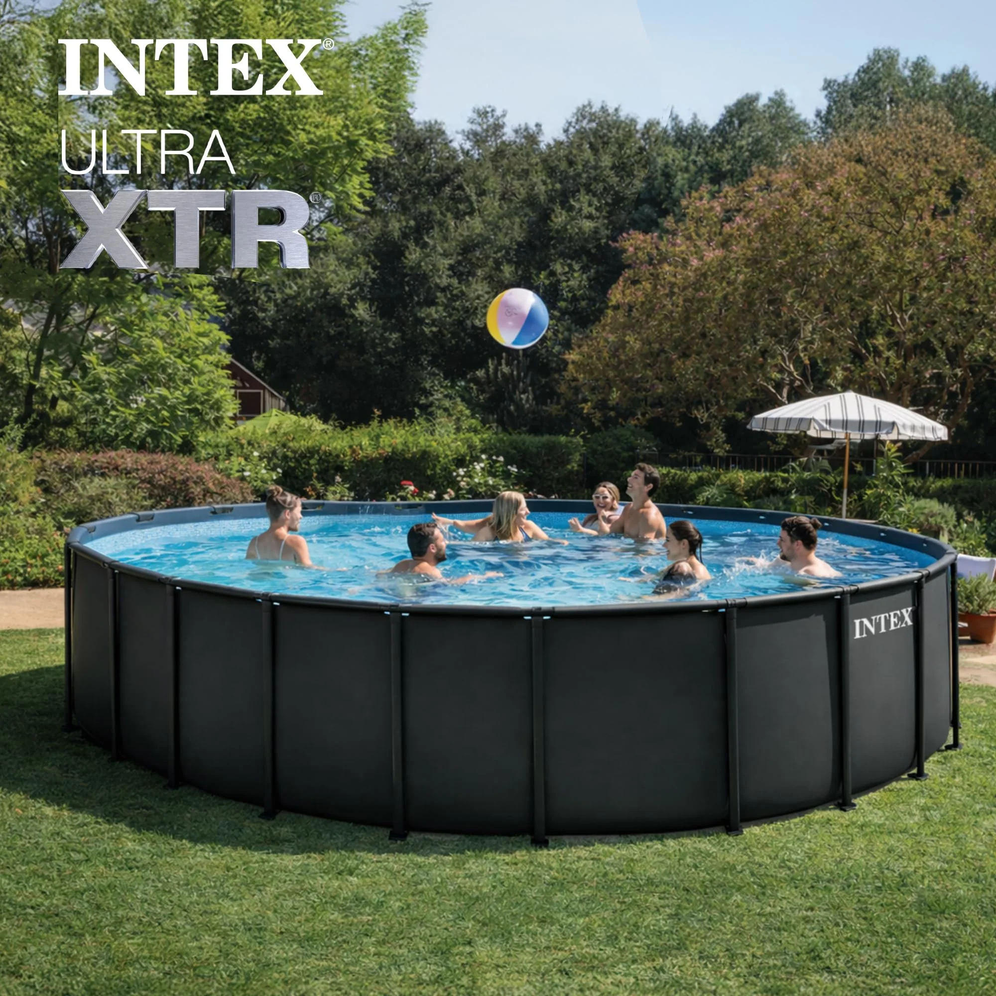 INTEX Ultra XTR 24 ft x 52 in Above Ground Pool Set, Round Swimming Pool with Steel Frame, 2100 GPH Sand Filter Pump, Ladder, Cover, & Ground Cloth - Image 8