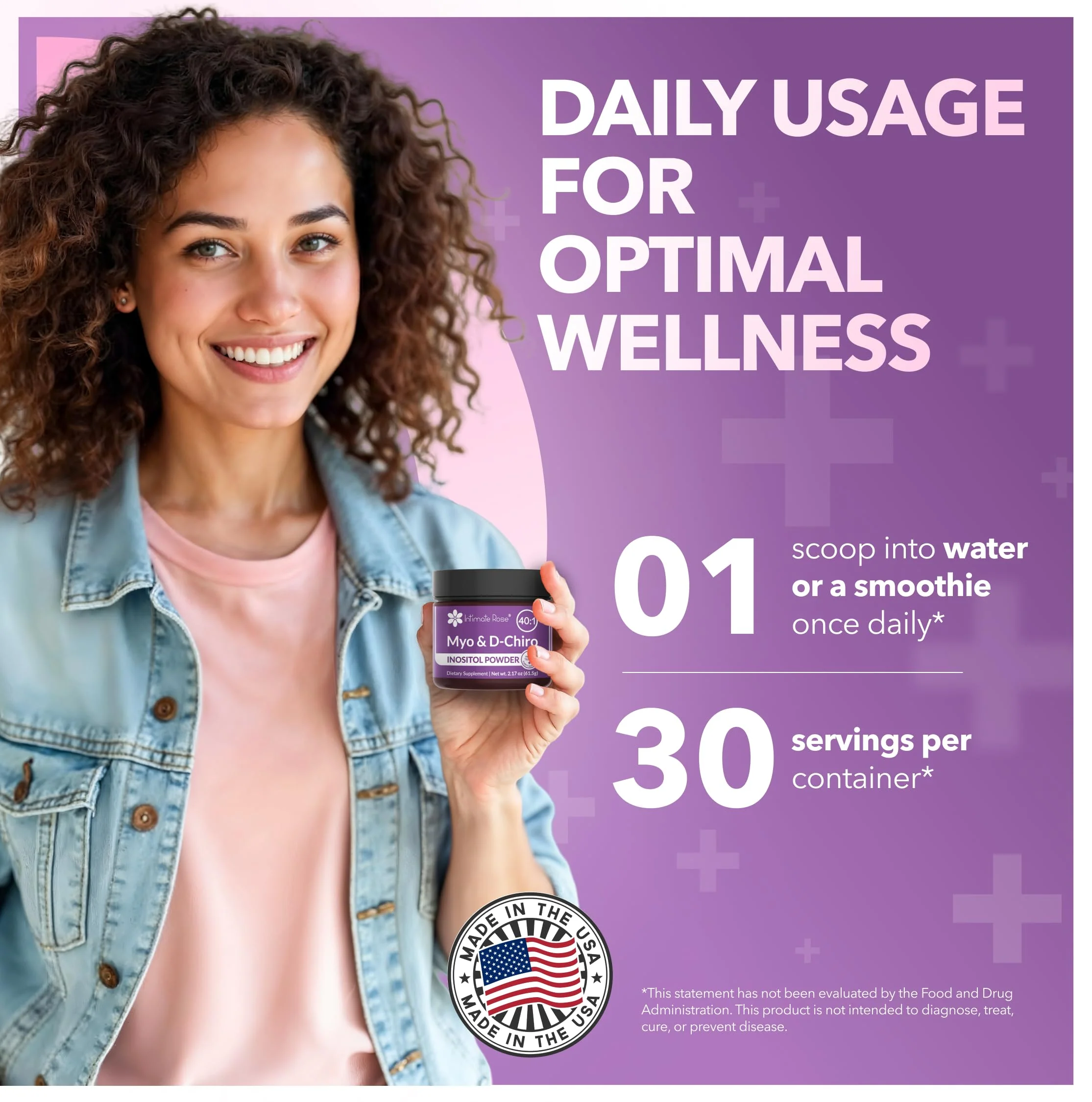 Intimate Rose Inositol Supplement for Women Powder - Myo-inositol & D-Chiro Inositol Powder - Hormonal Balance & Healthy Ovarian Function Support for Women - Ideal 40:1 Ratio - Made in USA - Image 2