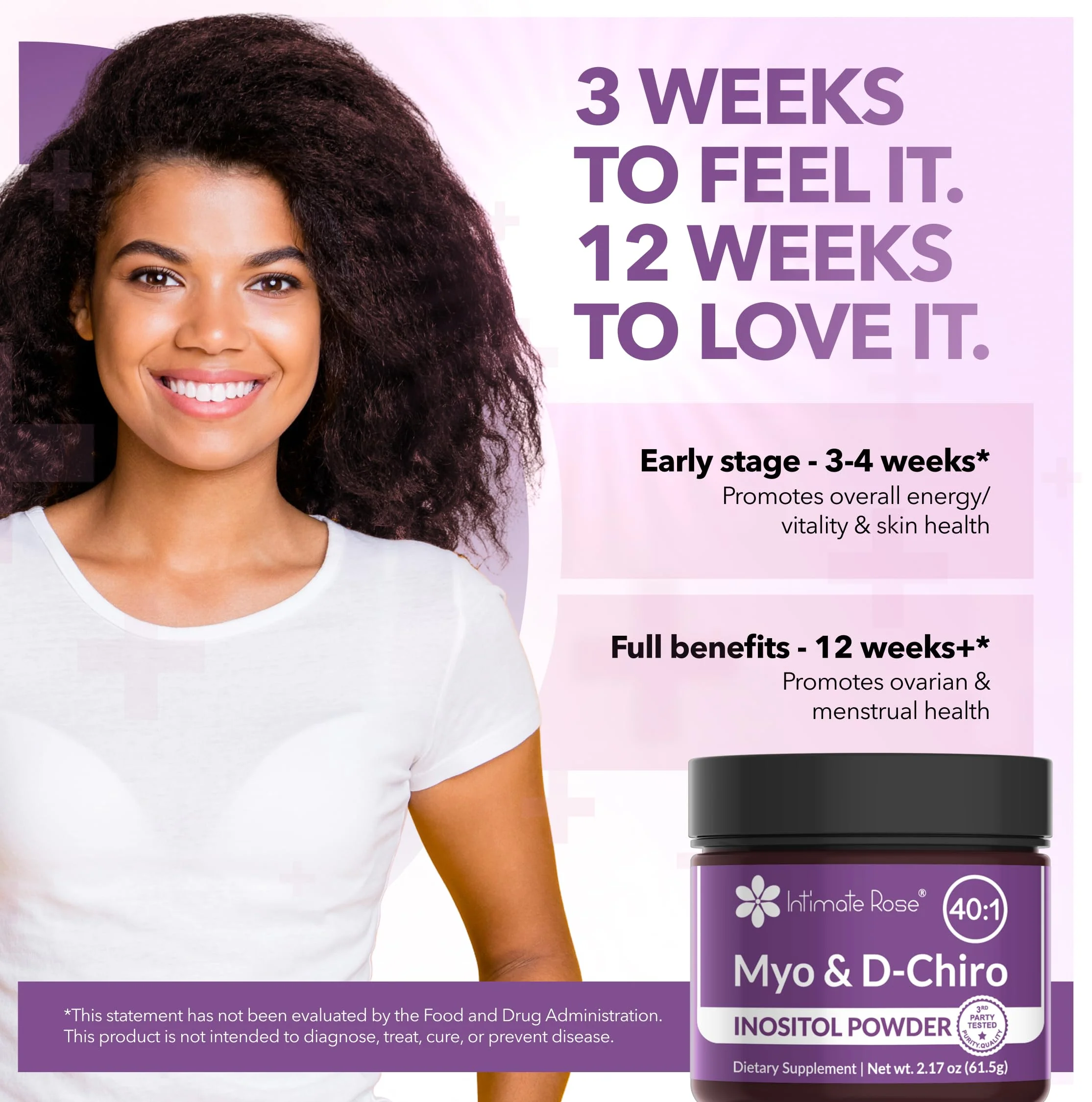 Intimate Rose Inositol Supplement for Women Powder - Myo-inositol & D-Chiro Inositol Powder - Hormonal Balance & Healthy Ovarian Function Support for Women - Ideal 40:1 Ratio - Made in USA - Image 4