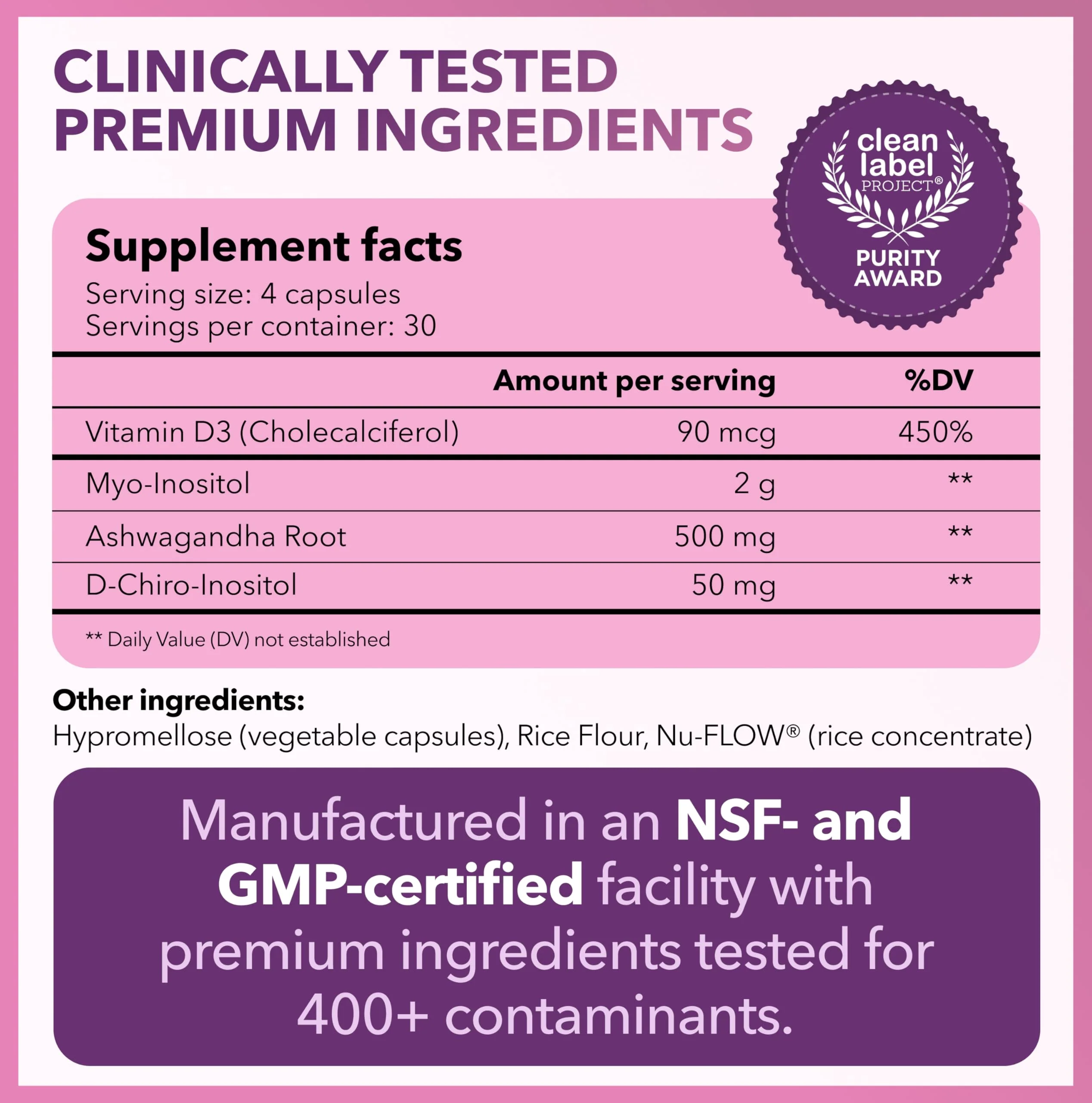 Intimate Rose Myo-Inositol & D-Chiro Inositol Supplement for Women - Hormone Balance & Ovarian Support for Women - Ideal 40:1 Ratio, Vitamin D3 + Ashwagandha - Image 8