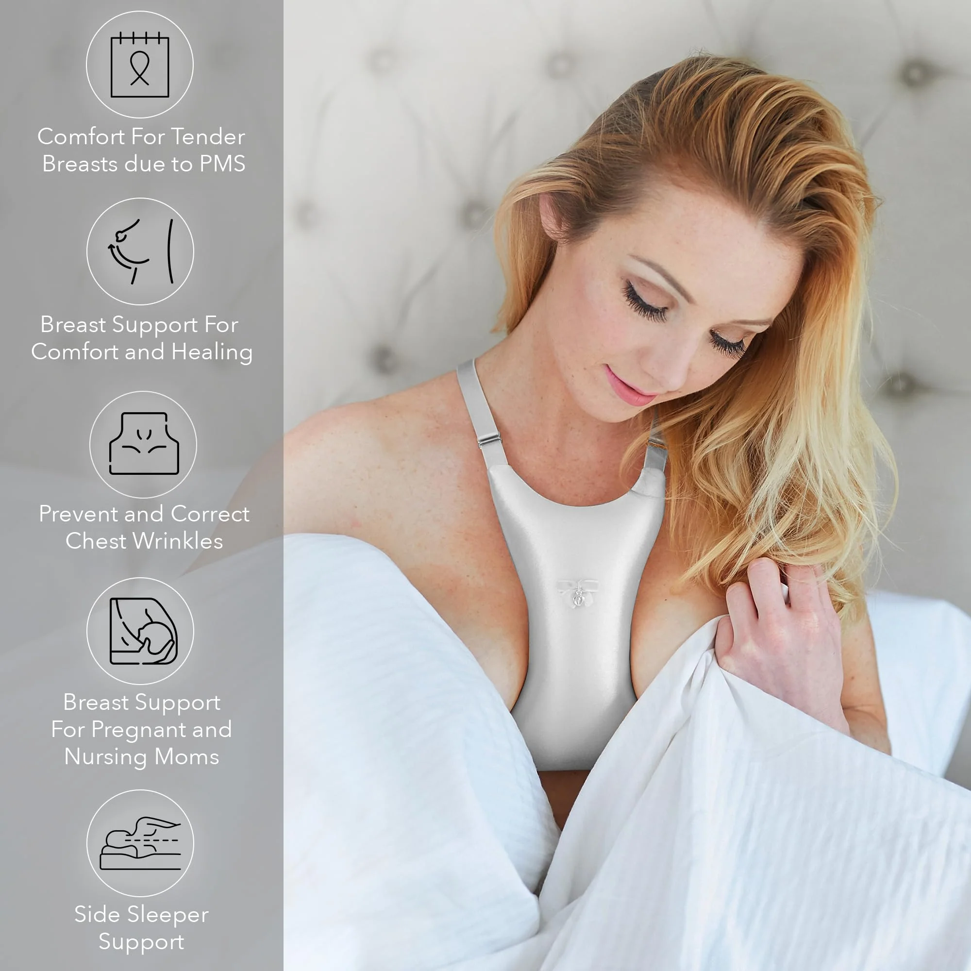Intimia Breast Pillow for Chest Wrinkles and Side Sleeping - Chest Pillow for Wrinkle Prevention and Breast Support (Silver) - Image 4