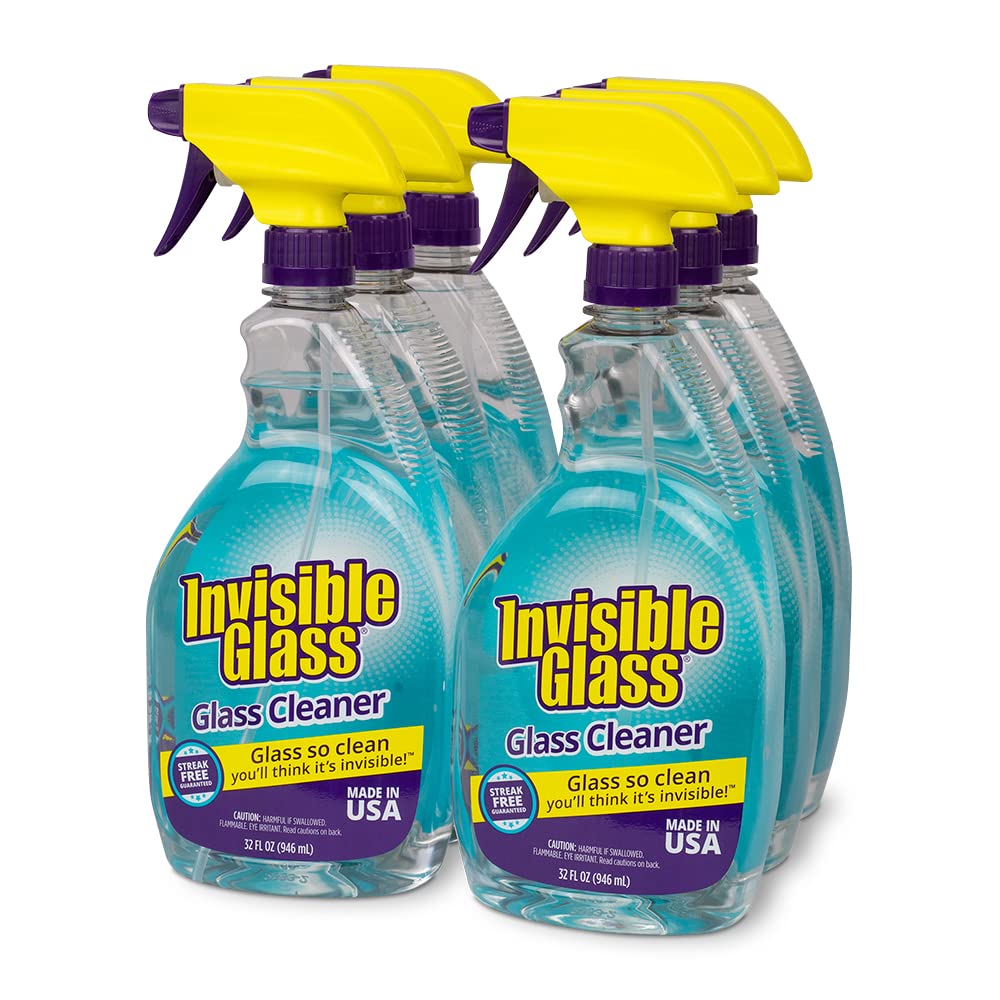 Invisible Glass 92194-6PK Premium Glass and Window Cleaner Spray – Cleans Glass, Windows, Mirrors, Shower Doors, and More – Streak-Free, Ammonia-Free, Tint-Safe – 32 fl oz (Pack of 6)