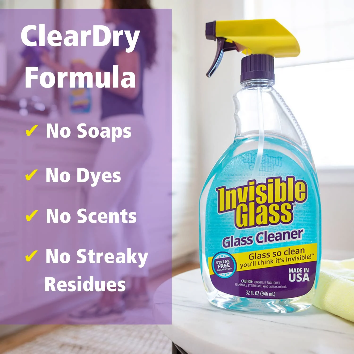 Invisible Glass 92194-6PK Premium Glass and Window Cleaner Spray – Cleans Glass, Windows, Mirrors, Shower Doors, and More – Streak-Free, Ammonia-Free, Tint-Safe – 32 fl oz (Pack of 6) - Image 4