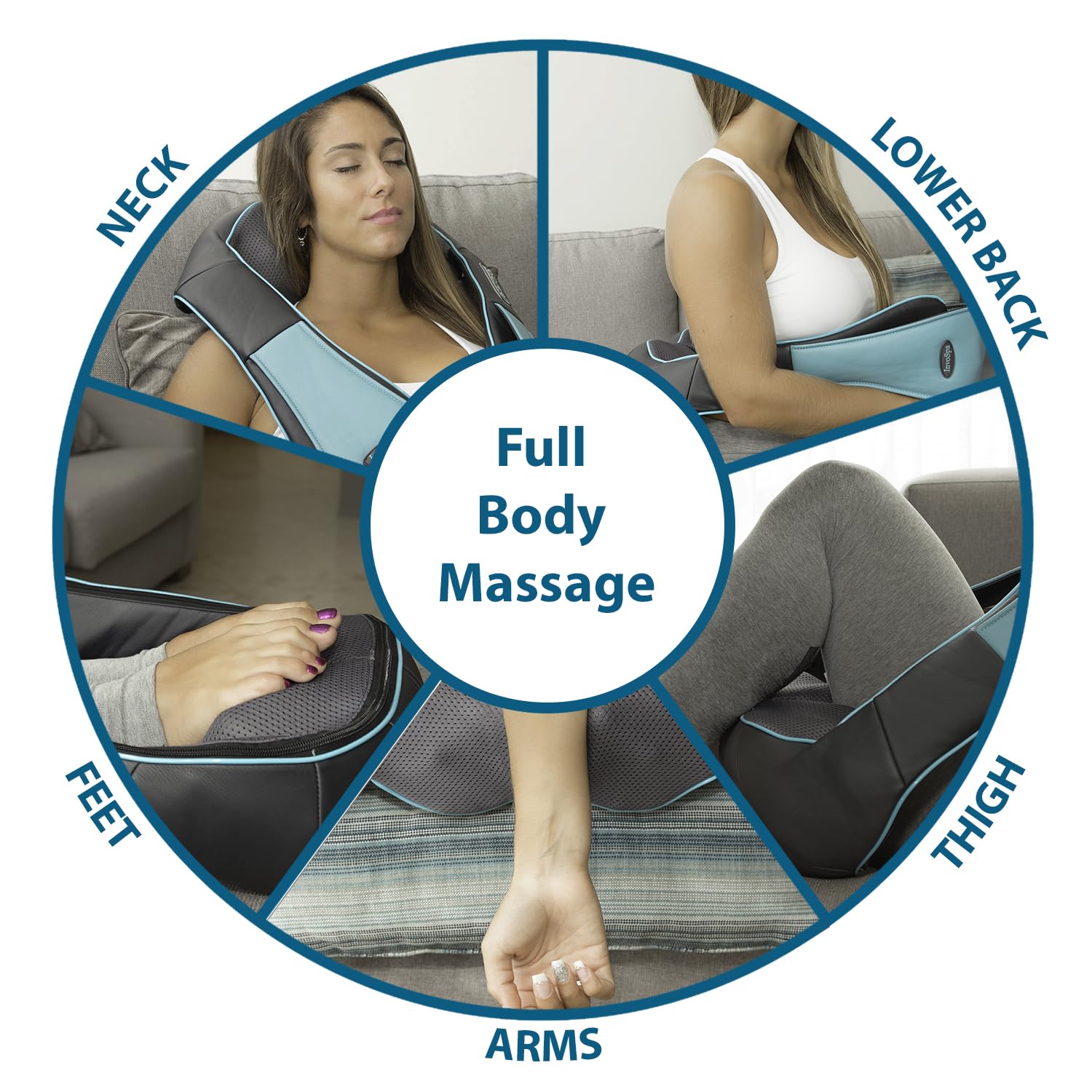 InvoSpa Shiatsu Back Shoulder and Neck Massager with Heat - Deep Tissue Kneading Pillow Massage - Back Massager, Shoulder, Electric Full Body - Image 7