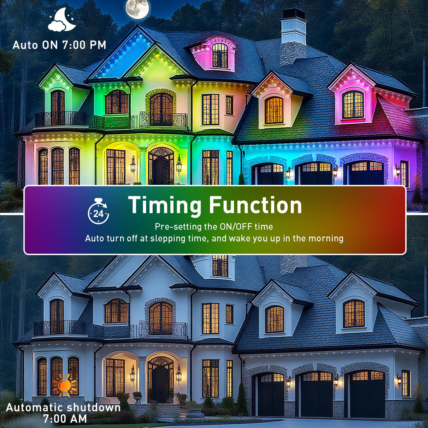 INZIDOL 100FT Permanent Outdoor Lights, IP67 Waterproof,for House Roof, Christmas, Holiday, Party, Daily Lighting, Smart RGB Outdoor Lights with Remote APP Control & DIY Scenes - Image 3
