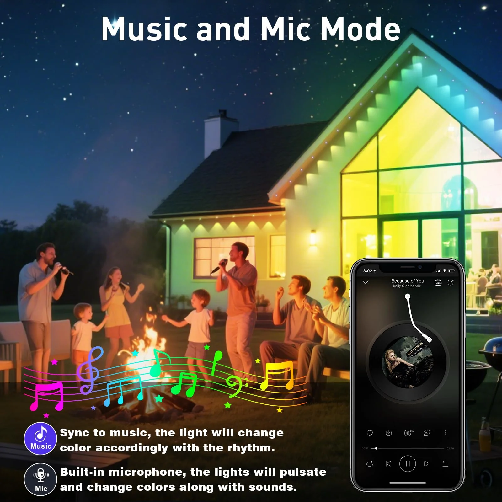 INZIDOL 100FT Permanent Outdoor Lights, IP67 Waterproof,for House Roof, Christmas, Holiday, Party, Daily Lighting, Smart RGB Outdoor Lights with Remote APP Control & DIY Scenes - Image 7