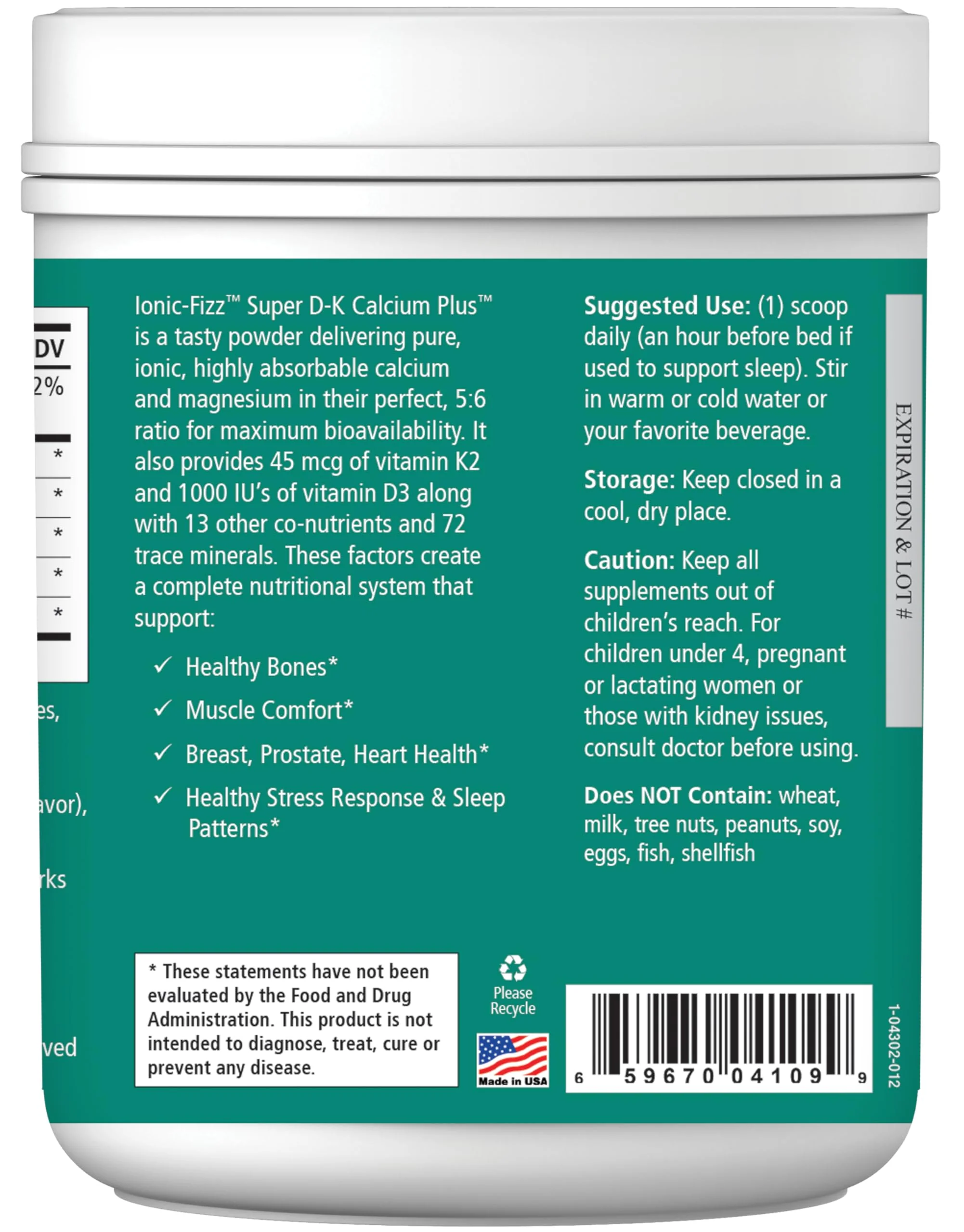 Ionic Fizz Super D-K Calcium Plus by Pure Essence - with Extra Magnesium, Vitamin D3, Vitamin K2 for Strong Bones and Stress Support - Mixed Berry - 14.82oz - Image 4