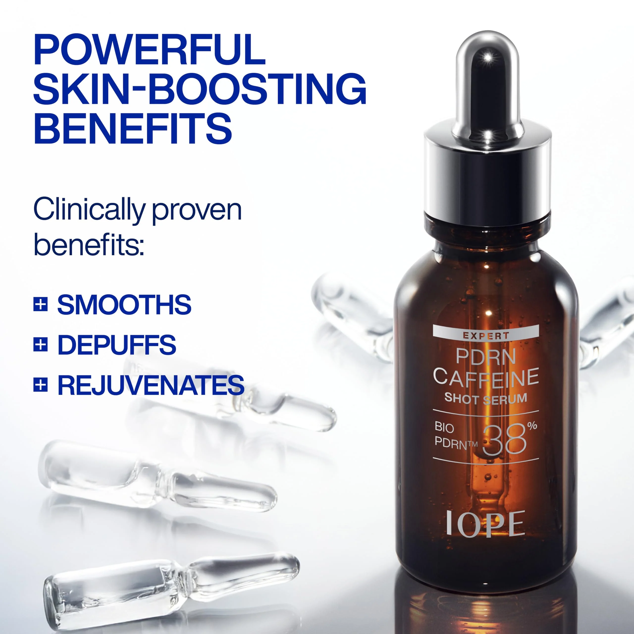 IOPE Expert PDRN Caffeine Shot Serum - Anti-Aging Face Serum to Visibly Depuff, Smooth, and Rejuvenate Tired Skin - With BIO-PDRN and Caffeine - Fast-Absorbing Texture - 1.01 fl. oz. - Image 8