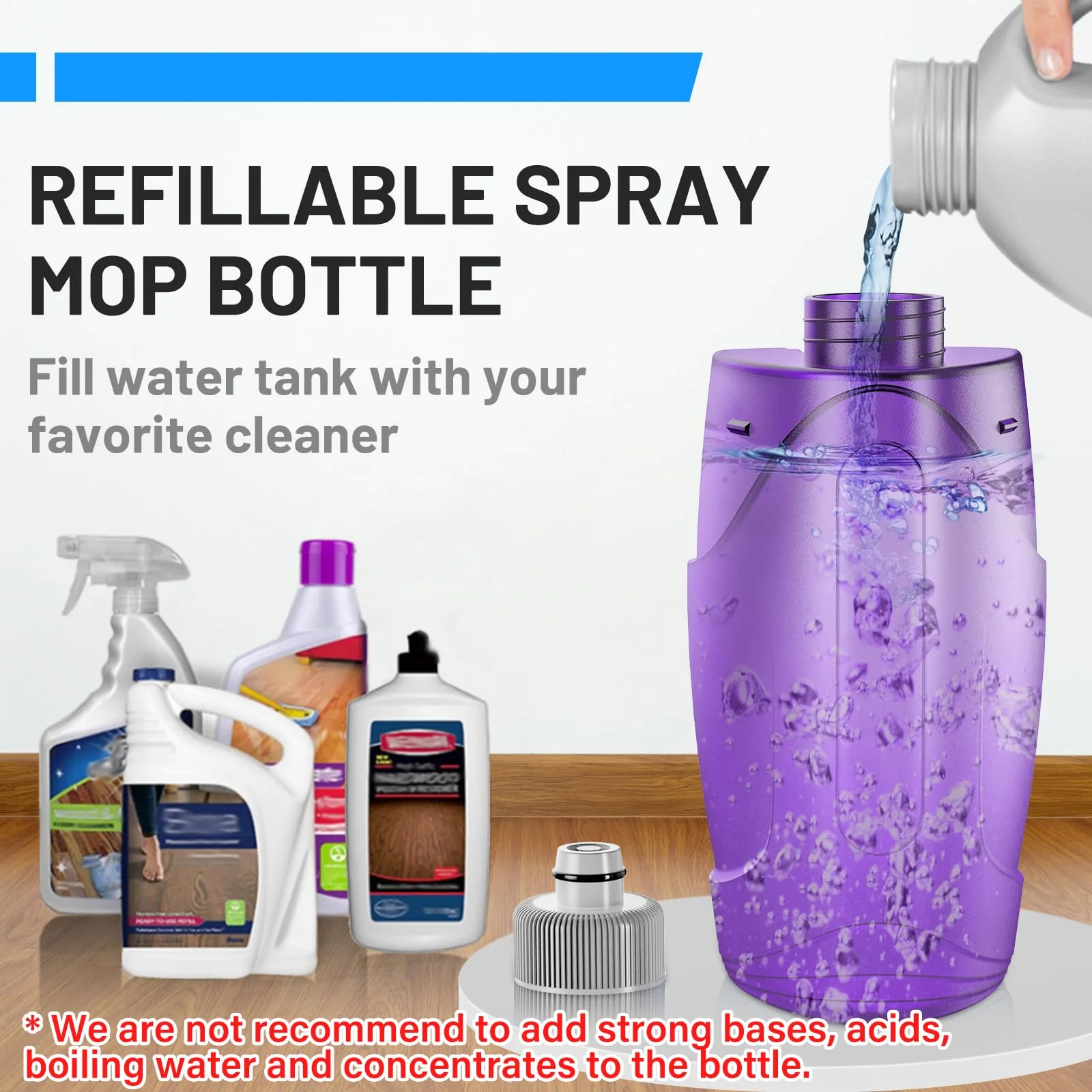 IOPRETTY Spray Mops for Floor Cleaning - Wet Dry Mops with 2 Washable + 2 Disposable Pads for Swiffer Powermop - Refillable Bottle for Hardwood Tile Home Kitchen - Absorbs Pet Hair Dust Stains - Image 5