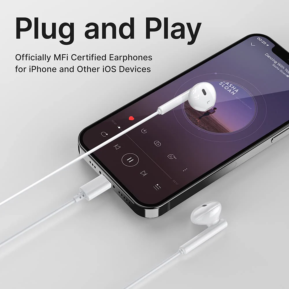 iPhone Headphones,Wired Lightning Headphones for iPhone 13 14 12 Pro Max MFi Certified Lightning Earbuds with Microphone & Volume Control for 11 XR SE - Image 4
