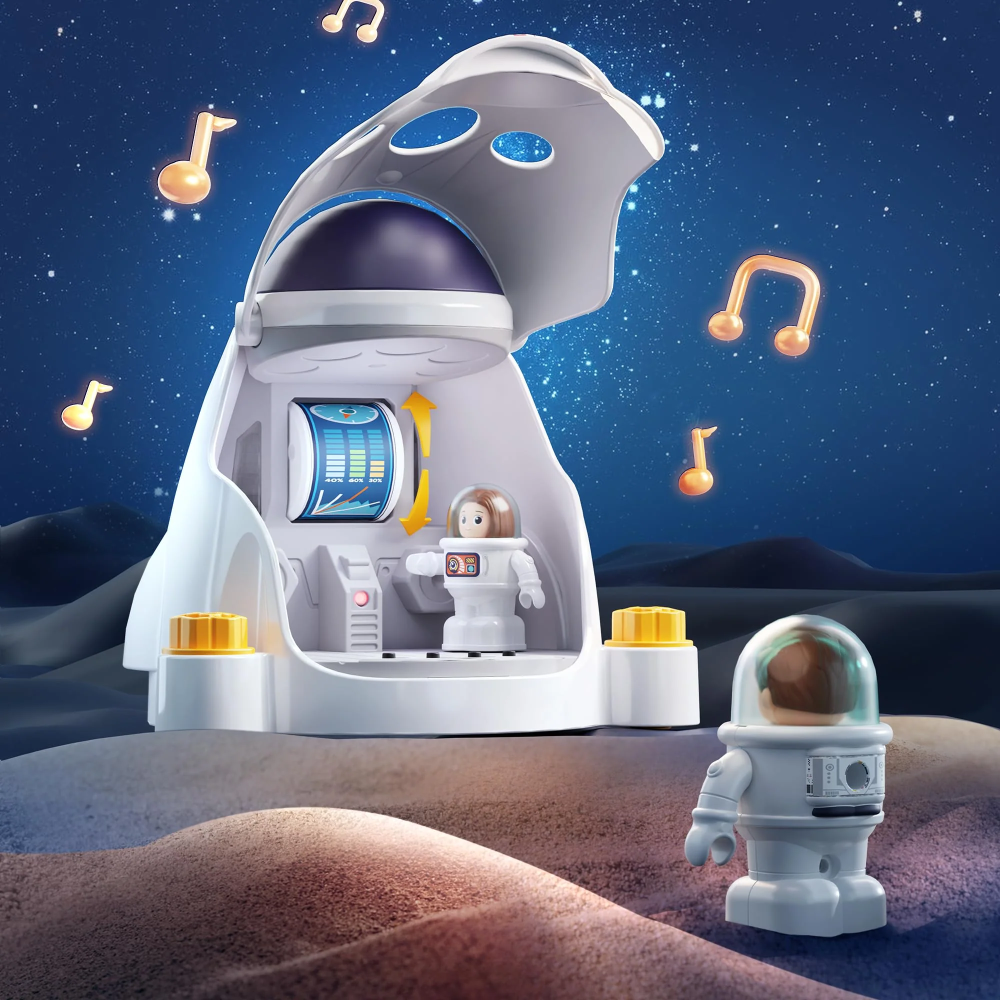 iPlay, iLearn Rocket Outer Space Toys, Kids Spaceship Playset with Space Shuttle, Electric Drill, 2 Astronauts, Educational STEM Take Apart Adventure Gift for 3 4 5 6 7 8 Year Old Boy Girl - Image 3