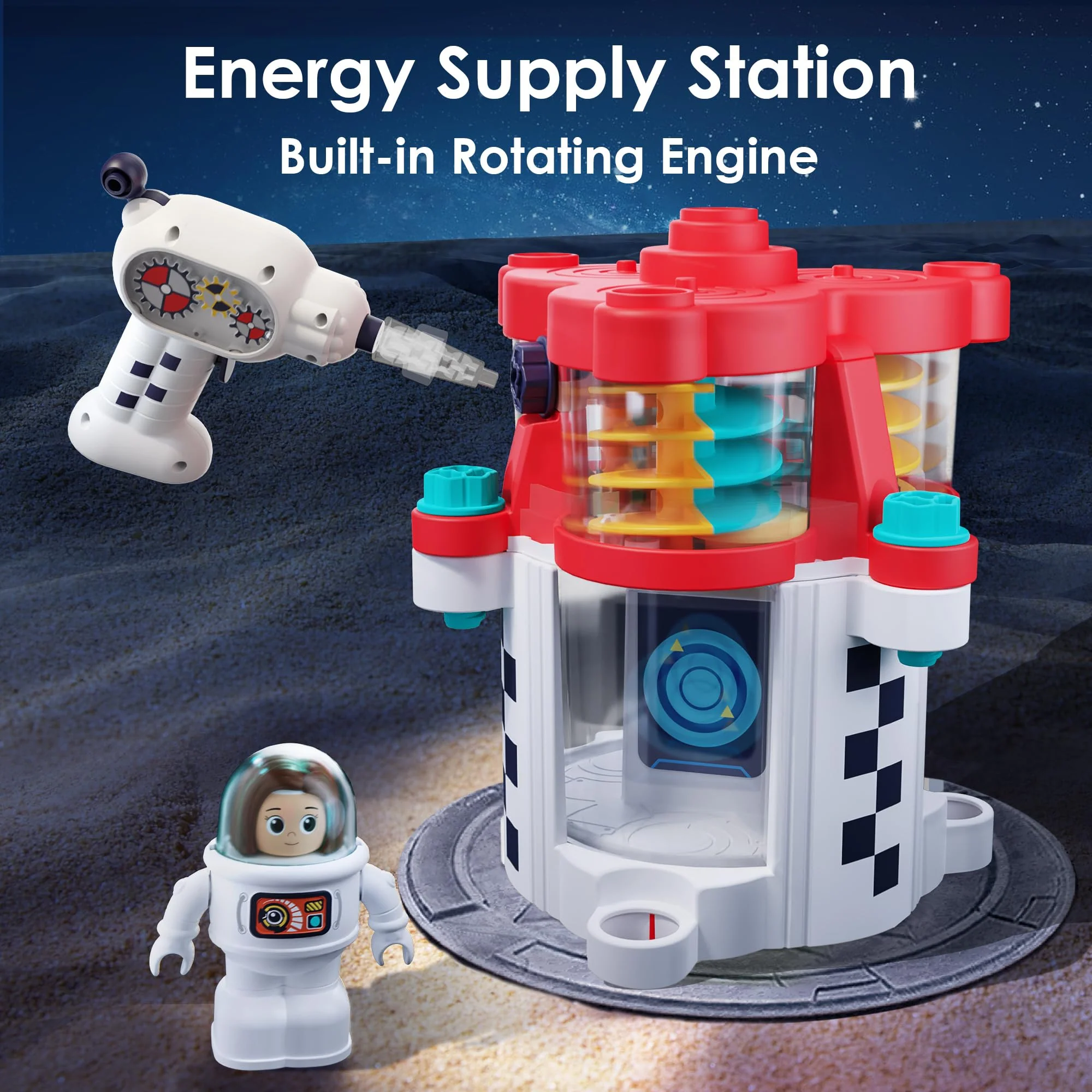 iPlay, iLearn Rocket Outer Space Toys, Kids Spaceship Playset with Space Shuttle, Electric Drill, 2 Astronauts, Educational STEM Take Apart Adventure Gift for 3 4 5 6 7 8 Year Old Boy Girl - Image 4
