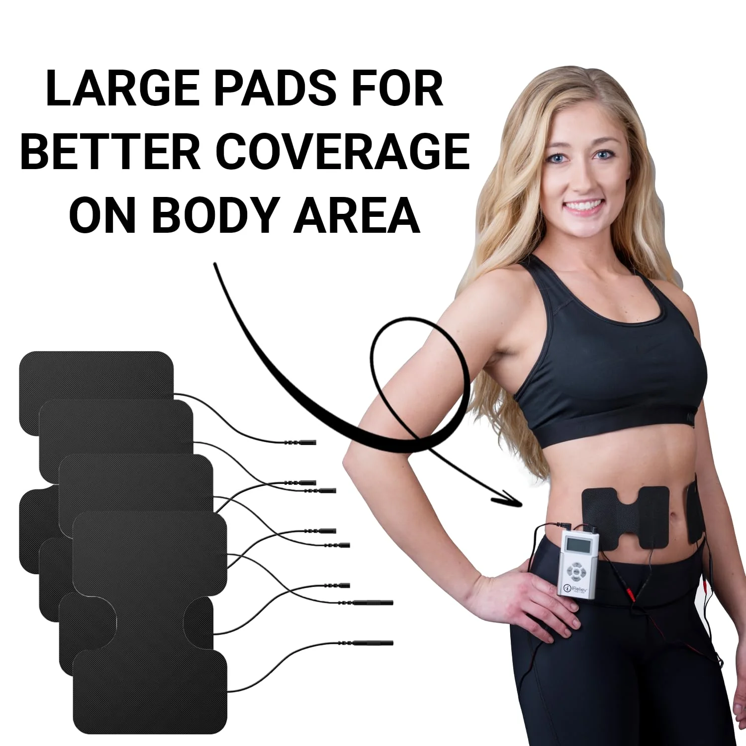 iReliev TENS + EMS Combination Unit Muscle Stimulator for Pain Relief, Arthritis, Muscle Strength - Treats Tired, Sore Muscles in Your Shoulders, Back, Ab's, Legs, Knee's, More - Image 3