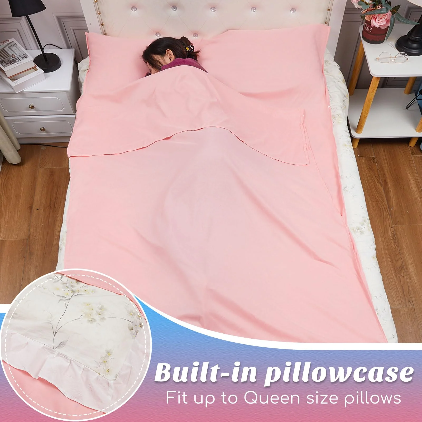 Irenare Self Tan Sleep Sack Reusable Body Self Tanners Lightweight Breathable Tanning Sleeping Sac for Bed Travel Sleeping Bag (Pink) - Image 7