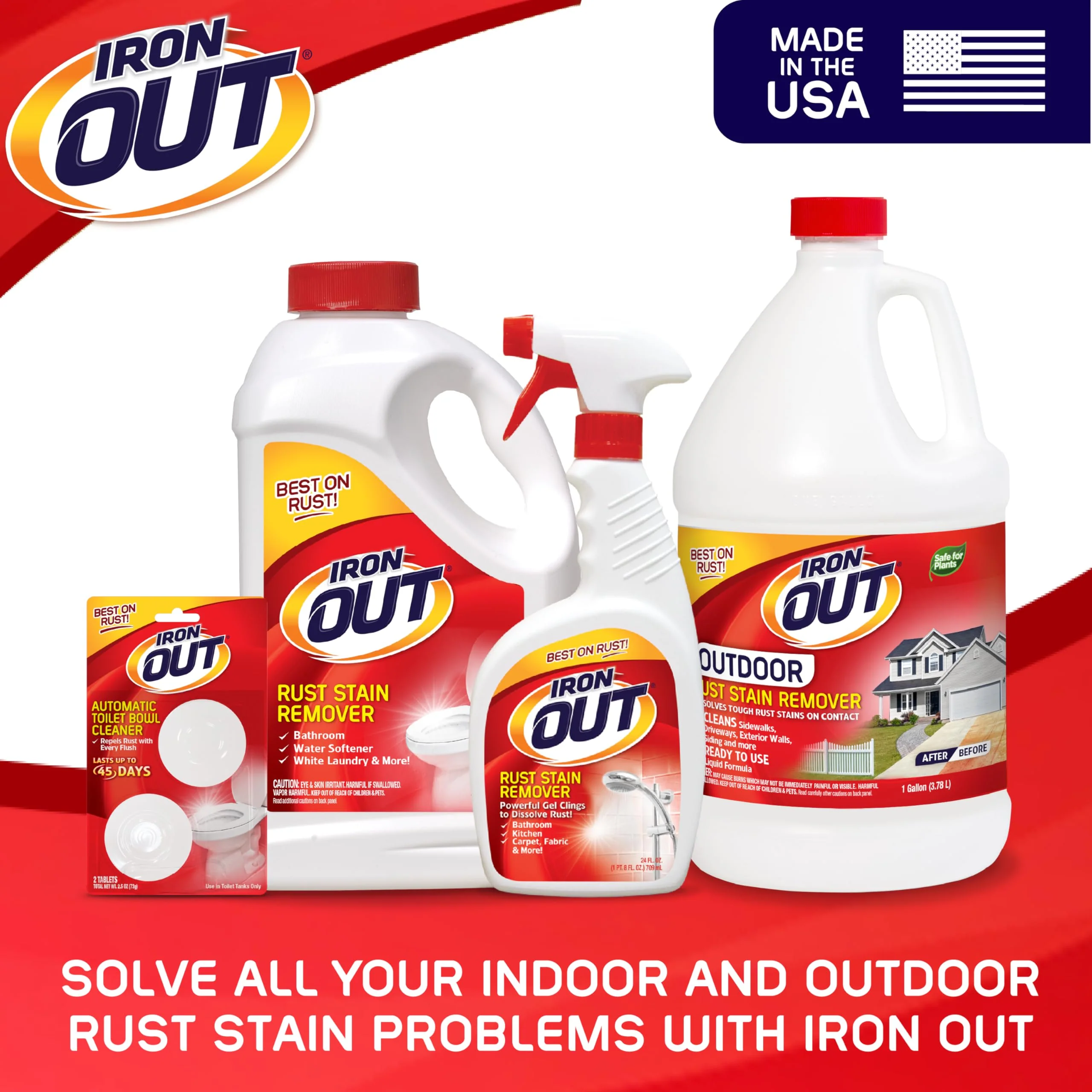 Iron OUT Liquid Rust Stain Remover, Pre-mixed, Quickly Removes Rust Stains from Concrete, Vinyl and Other Outdoor Surfaces, No Scrubbing, Safe to Use, Made in the USA, 1 Gallon - Image 2