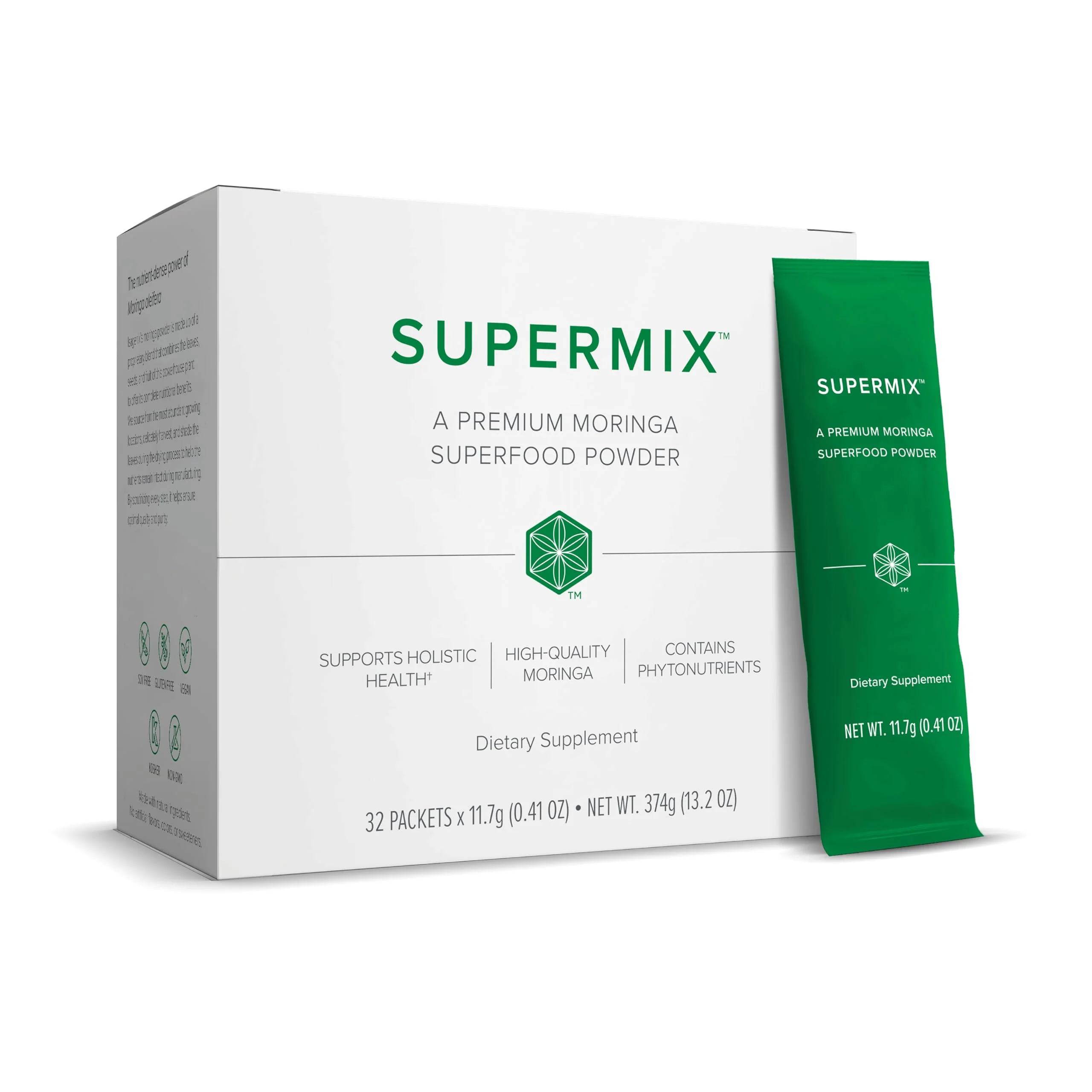 Isagenix SuperMix - Premium Moringa Superfood Powder with Phytonutrients - Convenient Individual Serving Packets - 32 Servings - Tropical Fruit Flavor