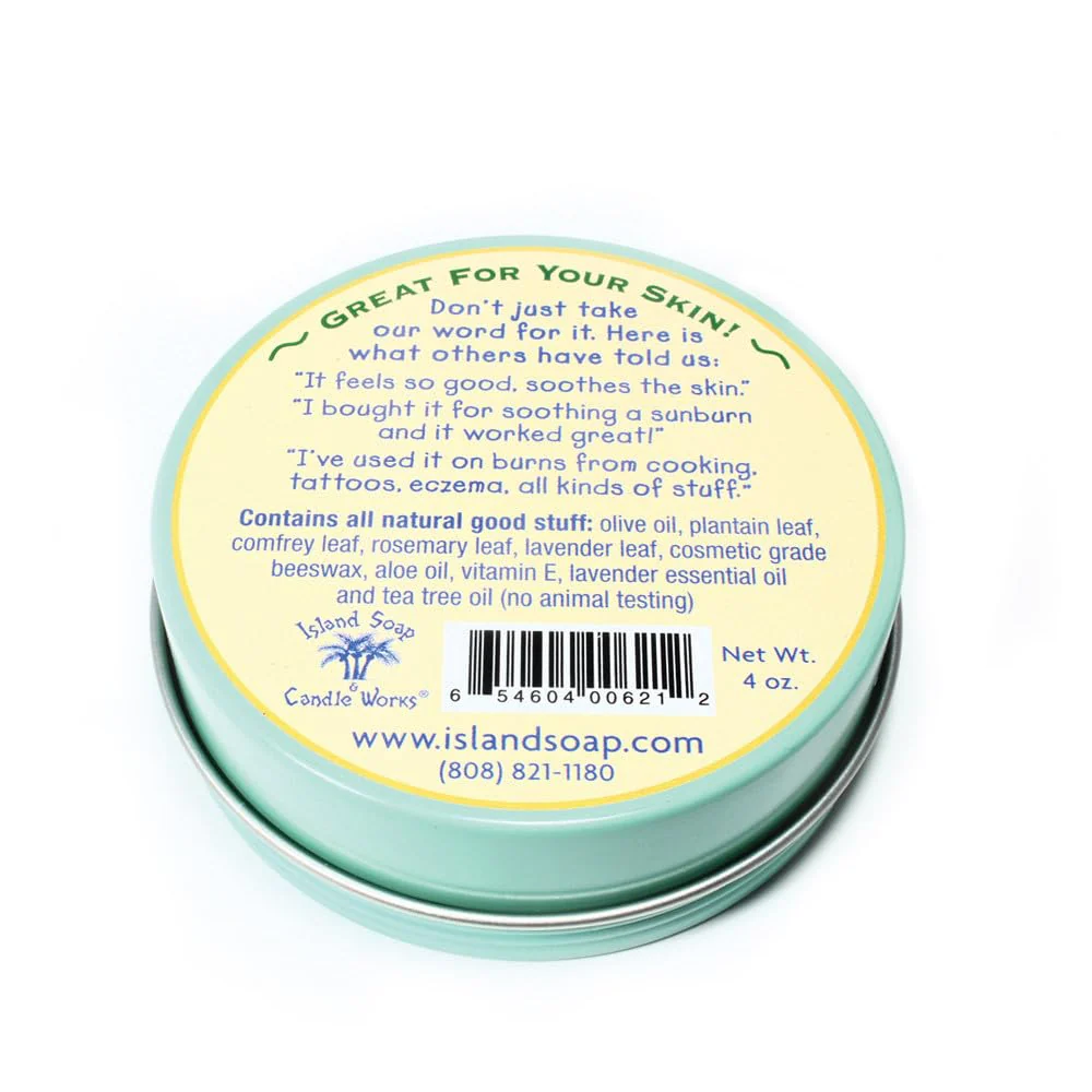 Island Soap & Candle Works Surfer's Salve - All Natural Skin Soothing Balm - Moisturizing Anti-Chafing Ointment for Insect Bites, Sunburn, Windburn, Chapped Lips, Rashes & New Tattoos - 4 Ounce - Image 5