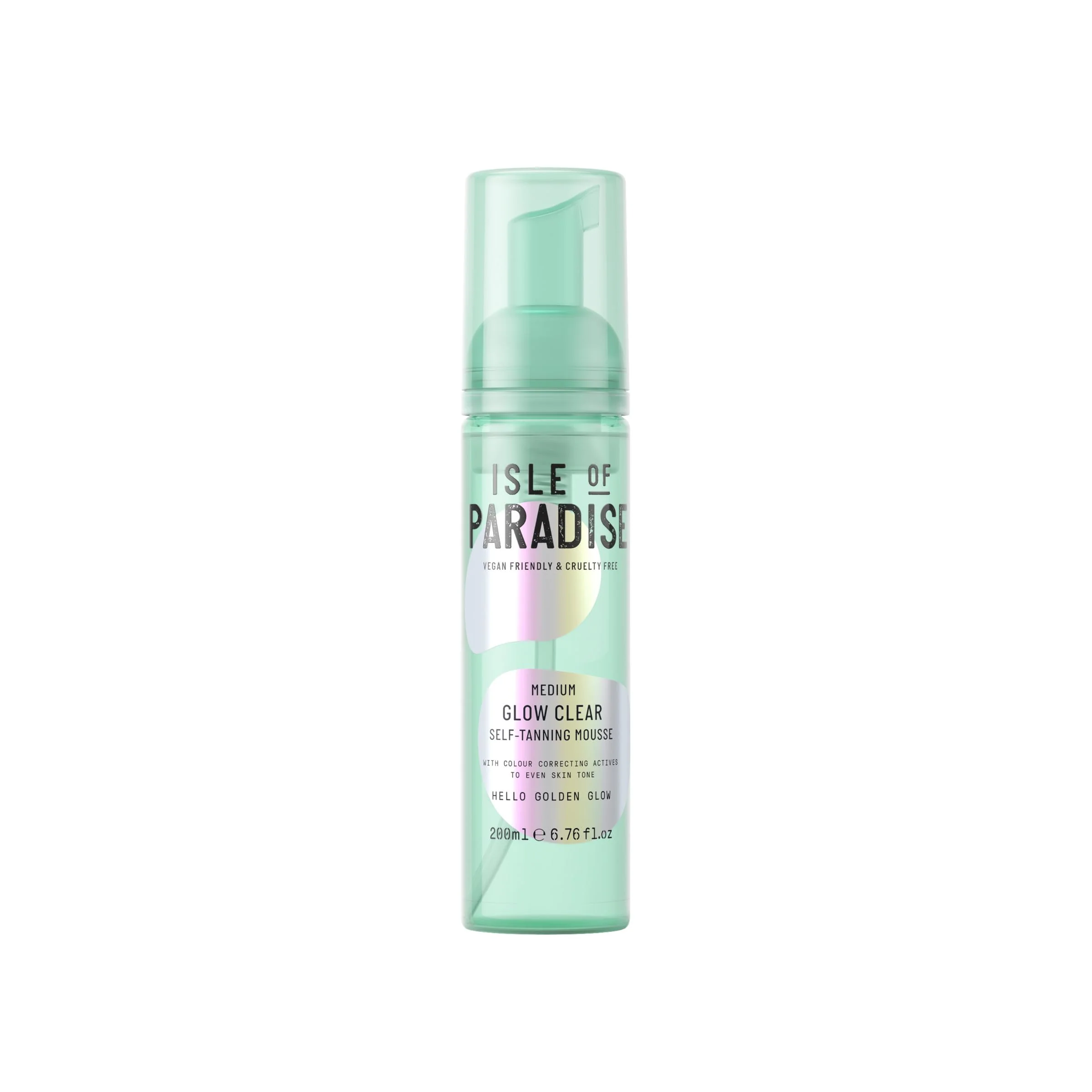 Isle of Paradise Glow Clear Self-Tanning Mousse- Medium, Transparent & Transfer-Proof Self-Tan Formula, Streak-Free Foam for Hydrating Skin, Natural Tan Lasts Up To 7 Days, Vegan, 6.76 fl. Oz
