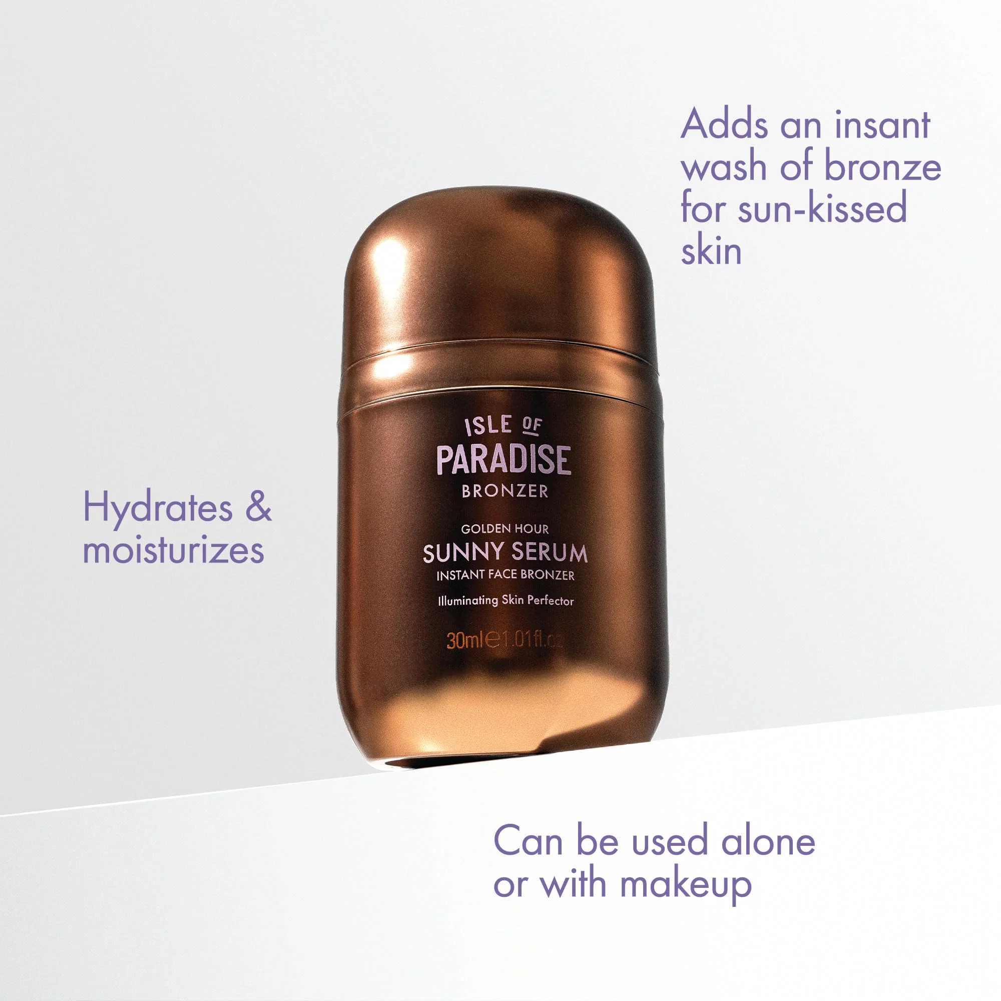 Isle of Paradise Sunny Serum Champagne - Bronzing Serum with Squalane, Niacinamide, and Jojoba Oil - 4-in-1 Instant Self Tan Primer, Base, Highlighter, and Body Bronzer - 1.01 fl. oz - Image 6