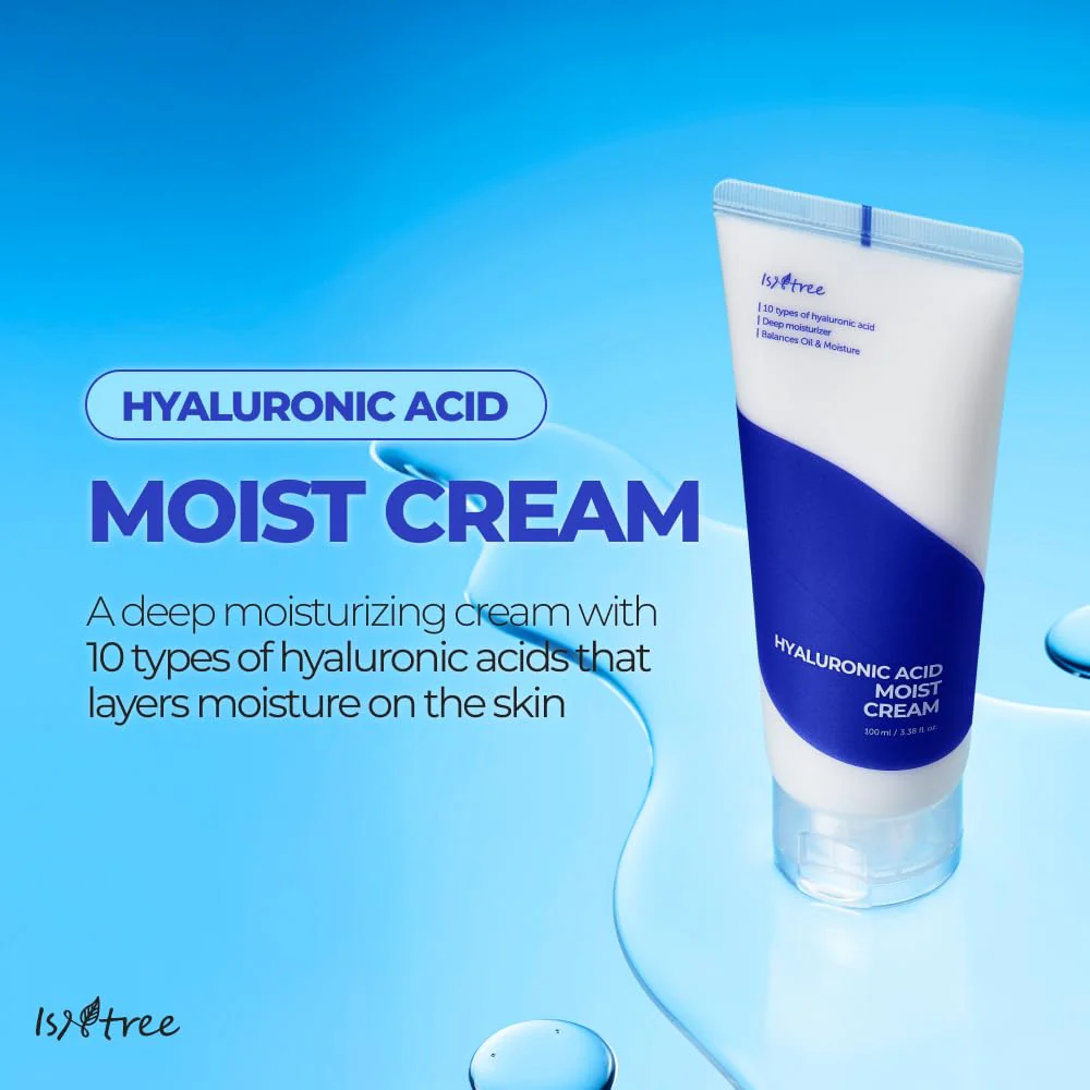 ISNTREE Hyaluronic Acid Moist Cream 100ml, 3.38 fl.oz | Korean Skincare | Deep Hydration for Dry Skin | Balances Oil & Moisture | Lightweight & Non-Greasy | Fragrance-Free - Image 8