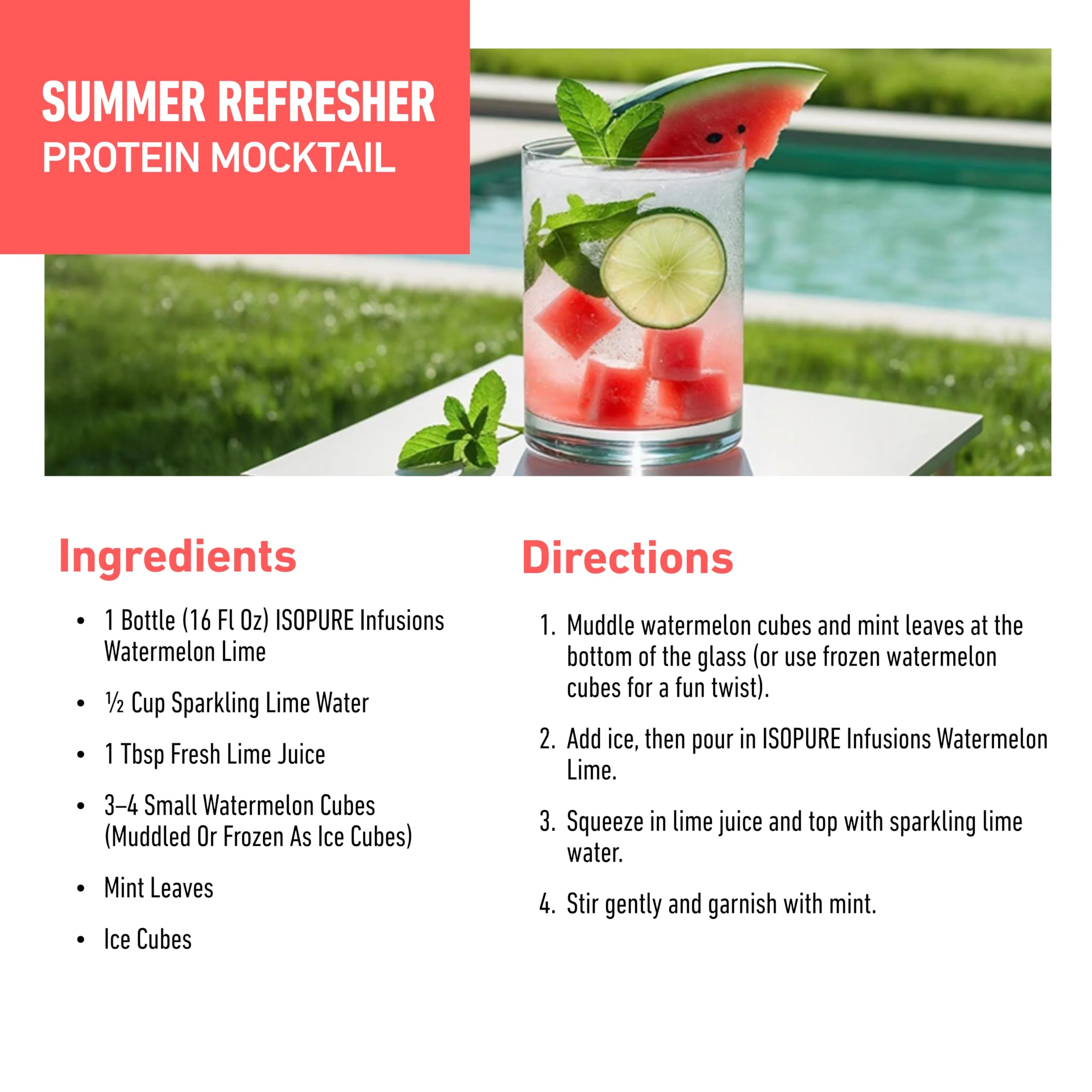 Isopure Clear Whey Isolate Protein Powder, Lactose Free, Gluten Free, Naturally Flavored, Watermelon Lime, 20g Protein Per Serving, 14.1 Oz, 16 Servings (Packaging May Vary) - Image 6