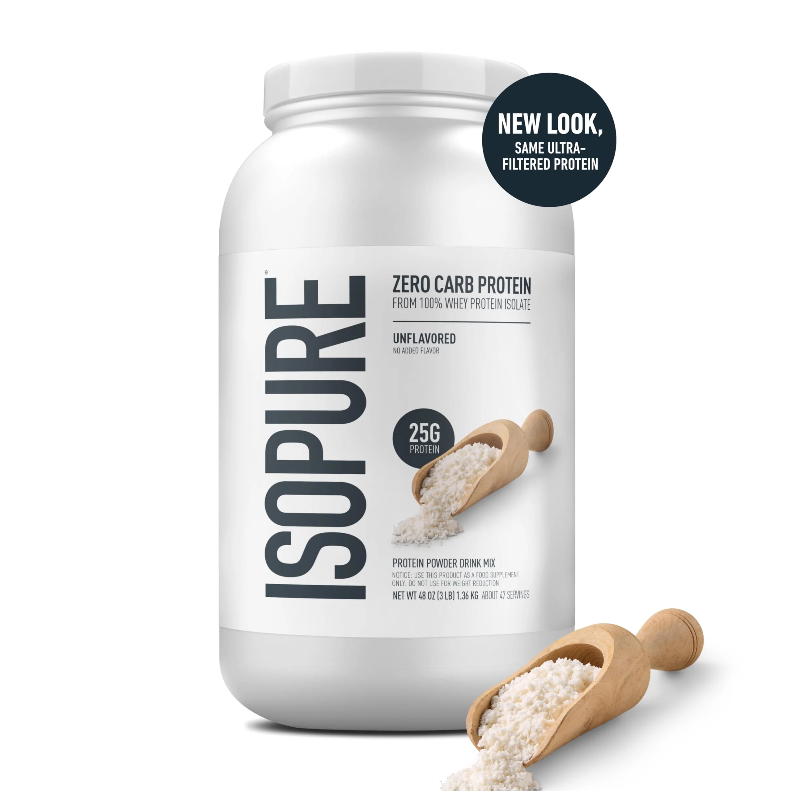 Isopure Zero Carb 100% Pure Whey Isolate Protein Powder, Gluten Free, with Vitamins, Unflavored, 25g Protein Per Serving, 3 Lbs, 47 Servings (Packaging May Vary) - Image 6