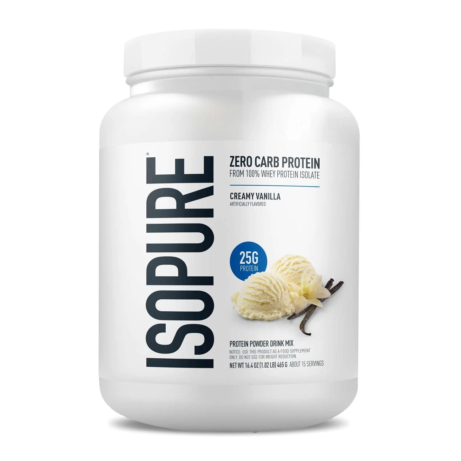 Isopure Zero Carb 100% Pure Whey Isolate Protein Powder, Lactose Free, Gluten Free, with Vitamins, Creamy Vanilla, 25g Protein Per Serving, 1 Lb, 15 Servings (Packaging May Vary) - Image 4