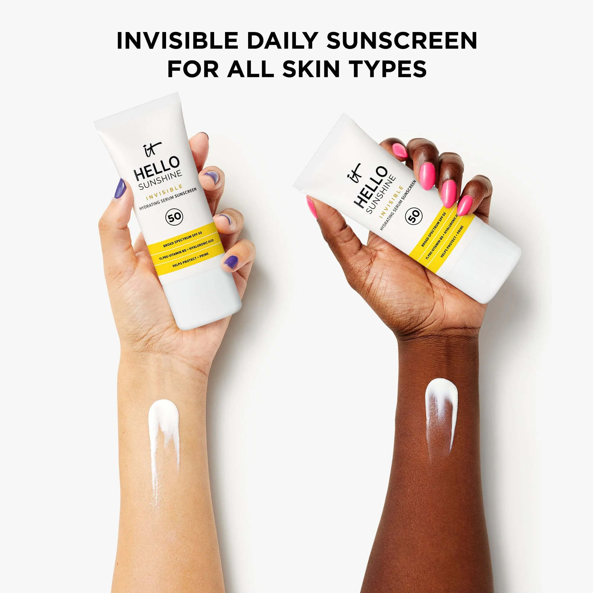 IT Cosmetics Hello Sunshine Invisible Sunscreen for Face SPF 50 - Sunscreen, Hydrating Serum & Makeup Primer - 1% Pro-Vitamin B5 & Hyaluronic Acid - HSA/FSA Eligible - No White Cast - 1.69 fl oz - Image 9