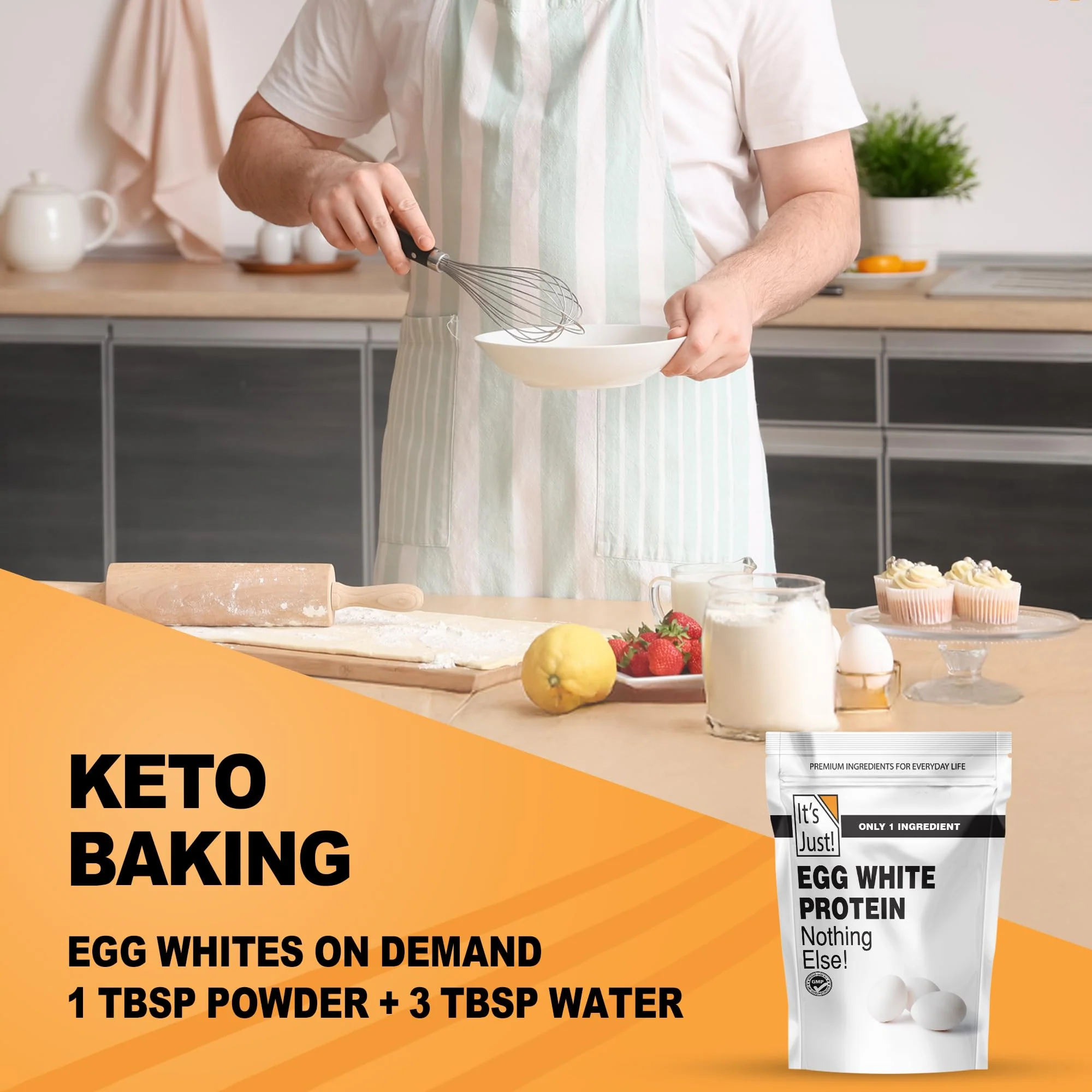 It's Just! - Egg White Protein Powder, Made in USA, Dried Egg Whites (Unflavored, 3lb) - Image 4