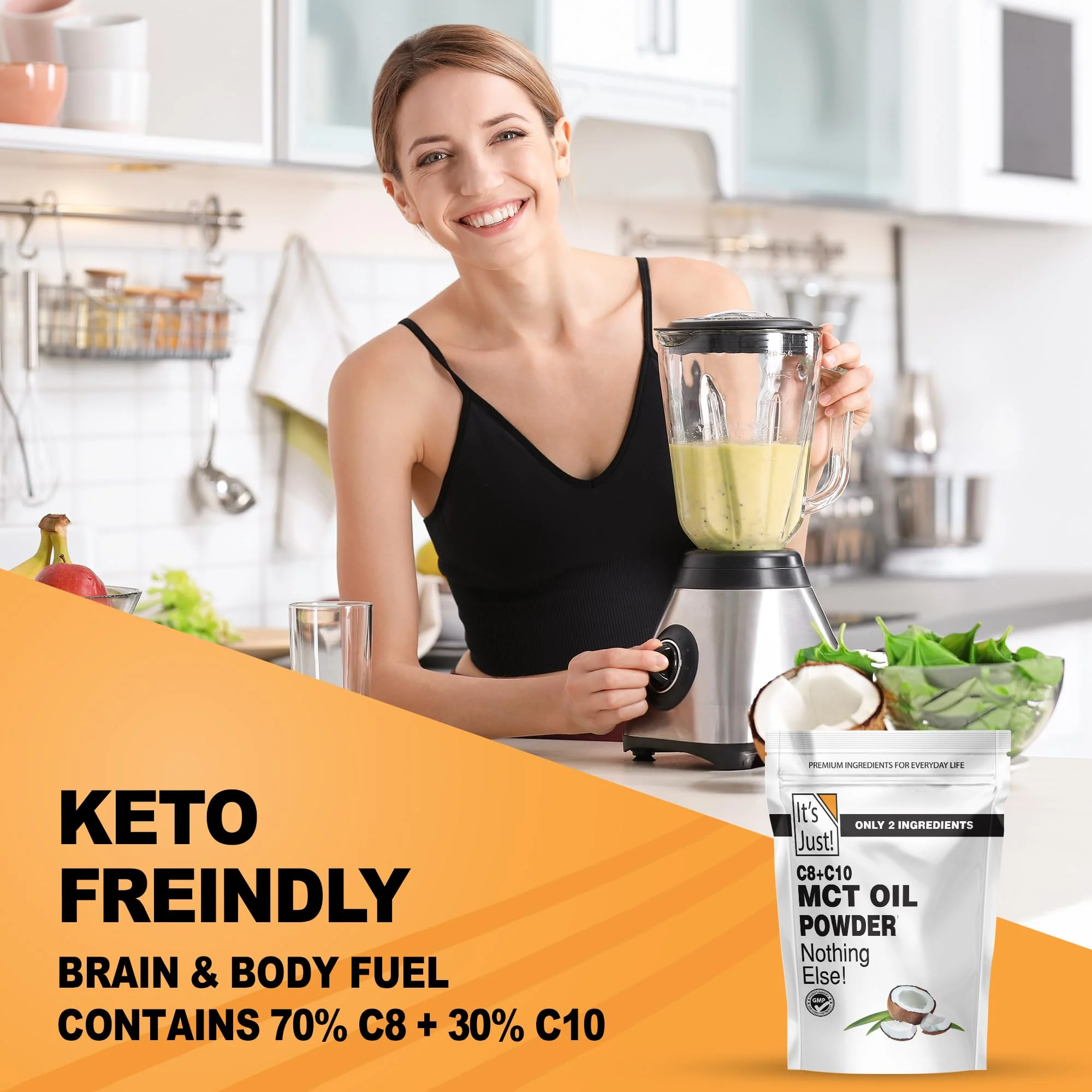 It's Just! MCT Oil Powder With Prebiotic Fiber - Keto, Non-GMO, C8 C10, Coffee Creamer - 24 oz - Image 7